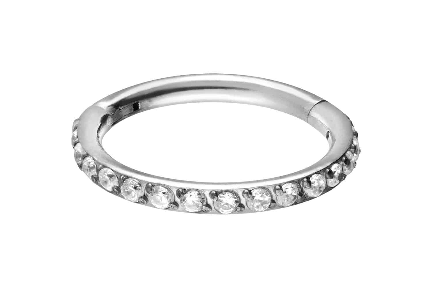 Piercing-Set Titan Segmentring Clicker EINGEFASSTE KRISTALLE