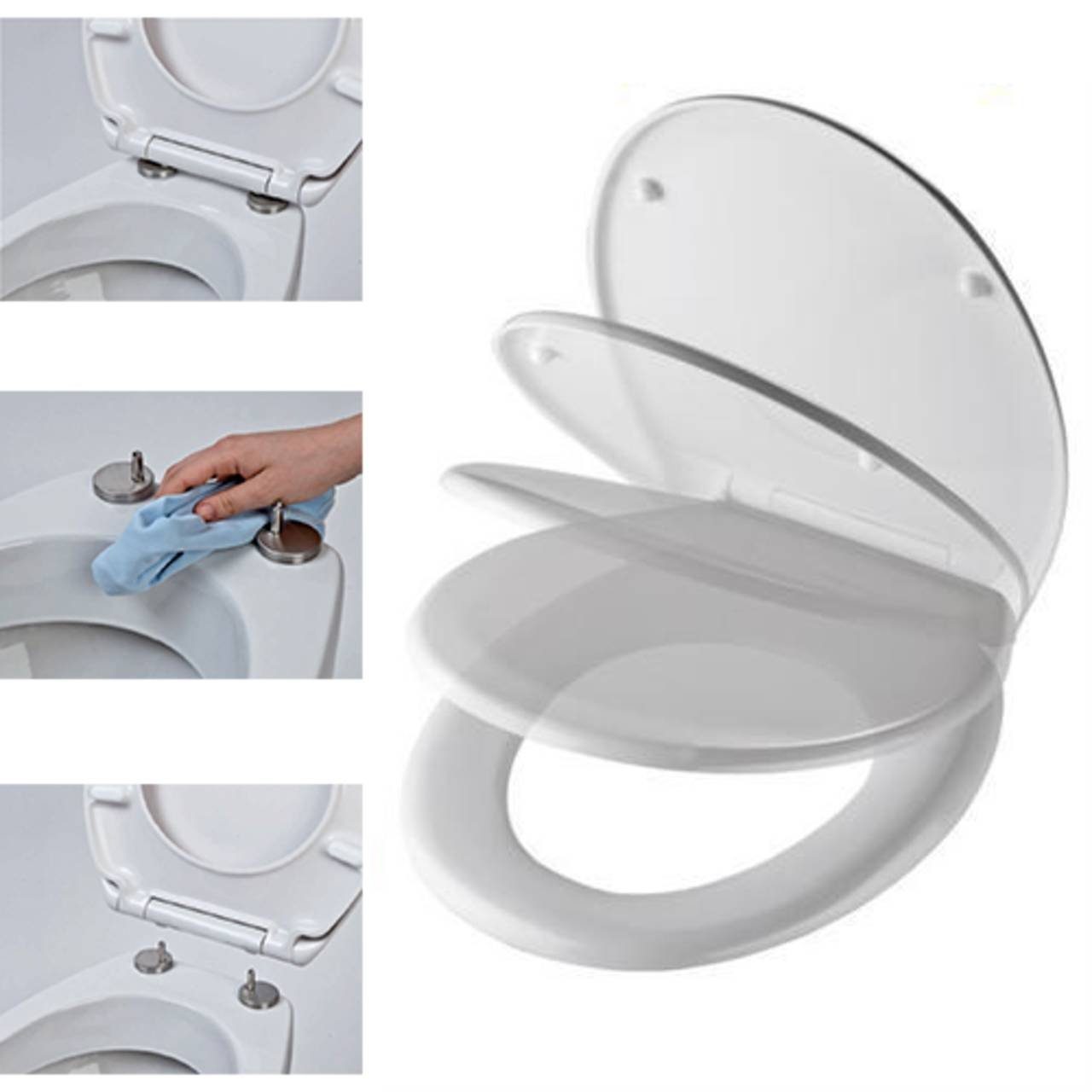 Schütte WC-Sitz 82300 (Komplett-Set, inkl. Befestigungsmaterial), Absenkautomatik, Edelstahlmechanik, Duroplast