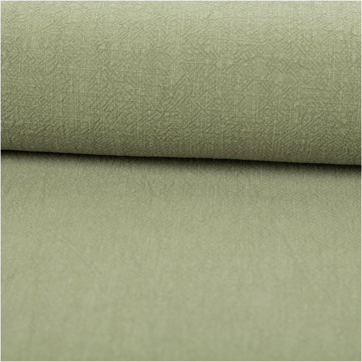 SCHÖNER LEBEN. Stoff Leinenstoff Meterware mit Baumwolle in Olivgrün stone washed 140cm, allergikergeeignet