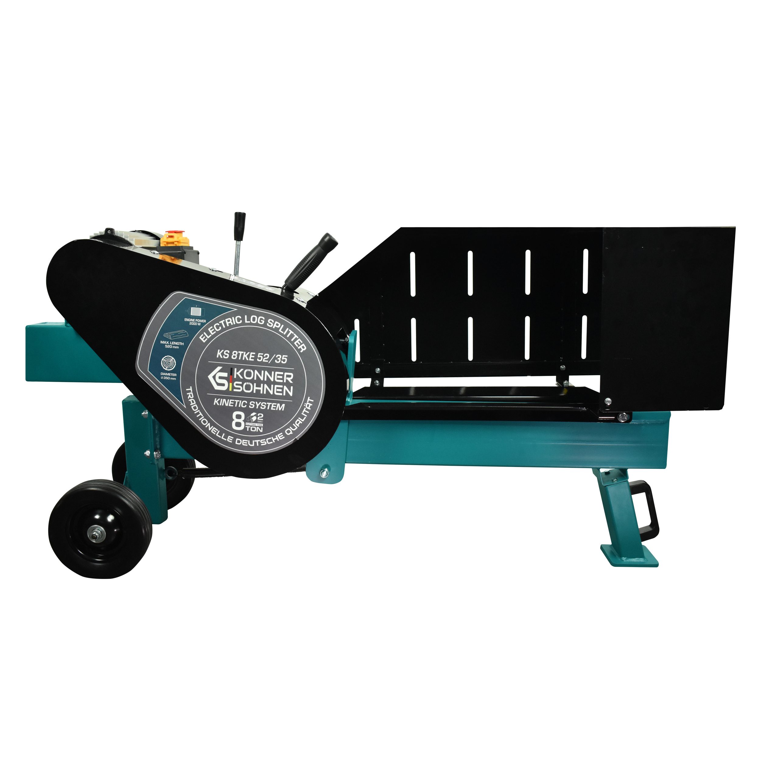 Könner & Söhnen Elektroholzspalter KS 8TKE 52/35, (1-St., 8t Spaltkraft, 2000W Motor & 2 Sek. Spaltzyklus), inkl. Tisch KS 8-15Table, Schutzgitter & Zubehör