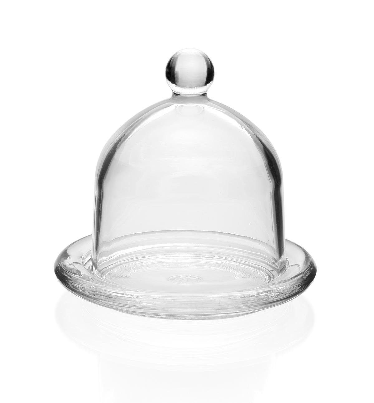 Sendez Tortenglocke Glashaube 12,5cm Glasglocke mit Teller Zitronenglocke Glasdom