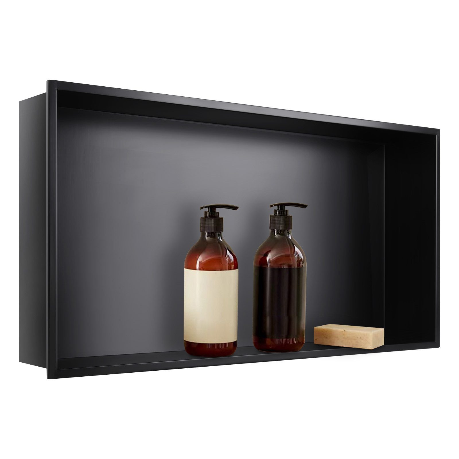 PRIISF Duschwand Duschnische Edelstahl Schwarz Wandnische Unterputz Montage günstig online kaufen