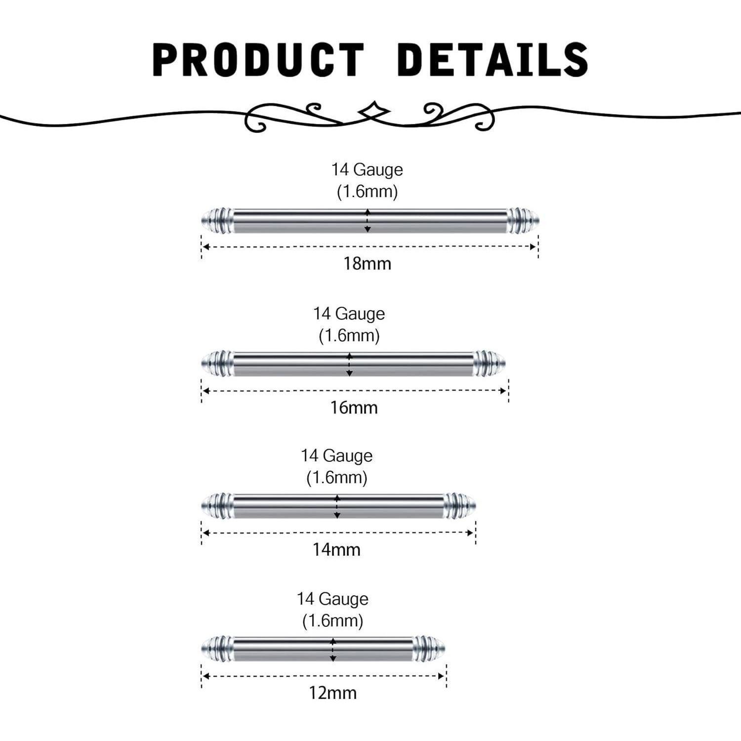 Briana Williams Brustwarzenpiercing Zungen- und Brustwarzenpiercing Set Chirurgenstahl Silber