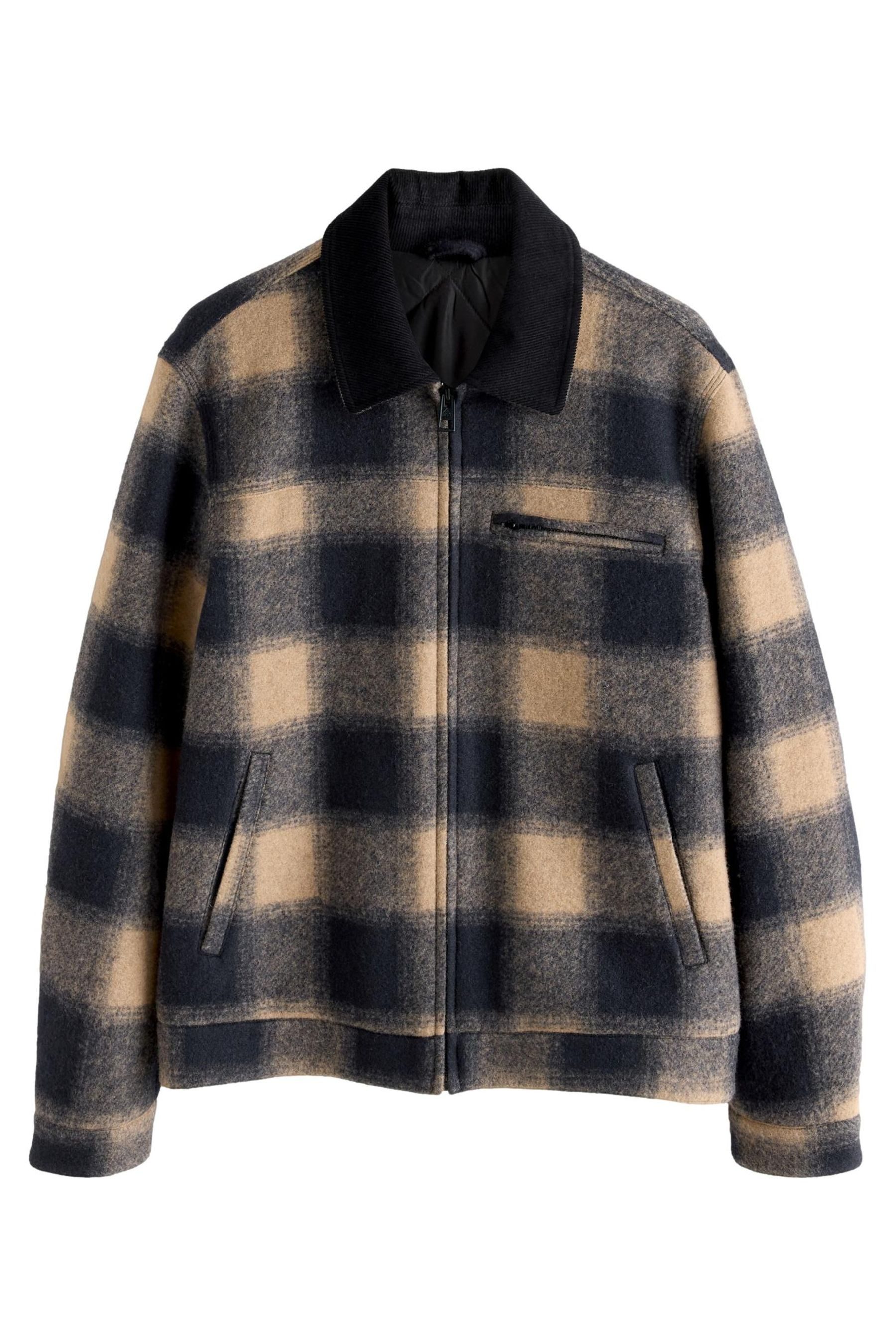 Next Hemdjacke Arbeiter-Jacke mit Karomuster, Cordkragen (1-St)