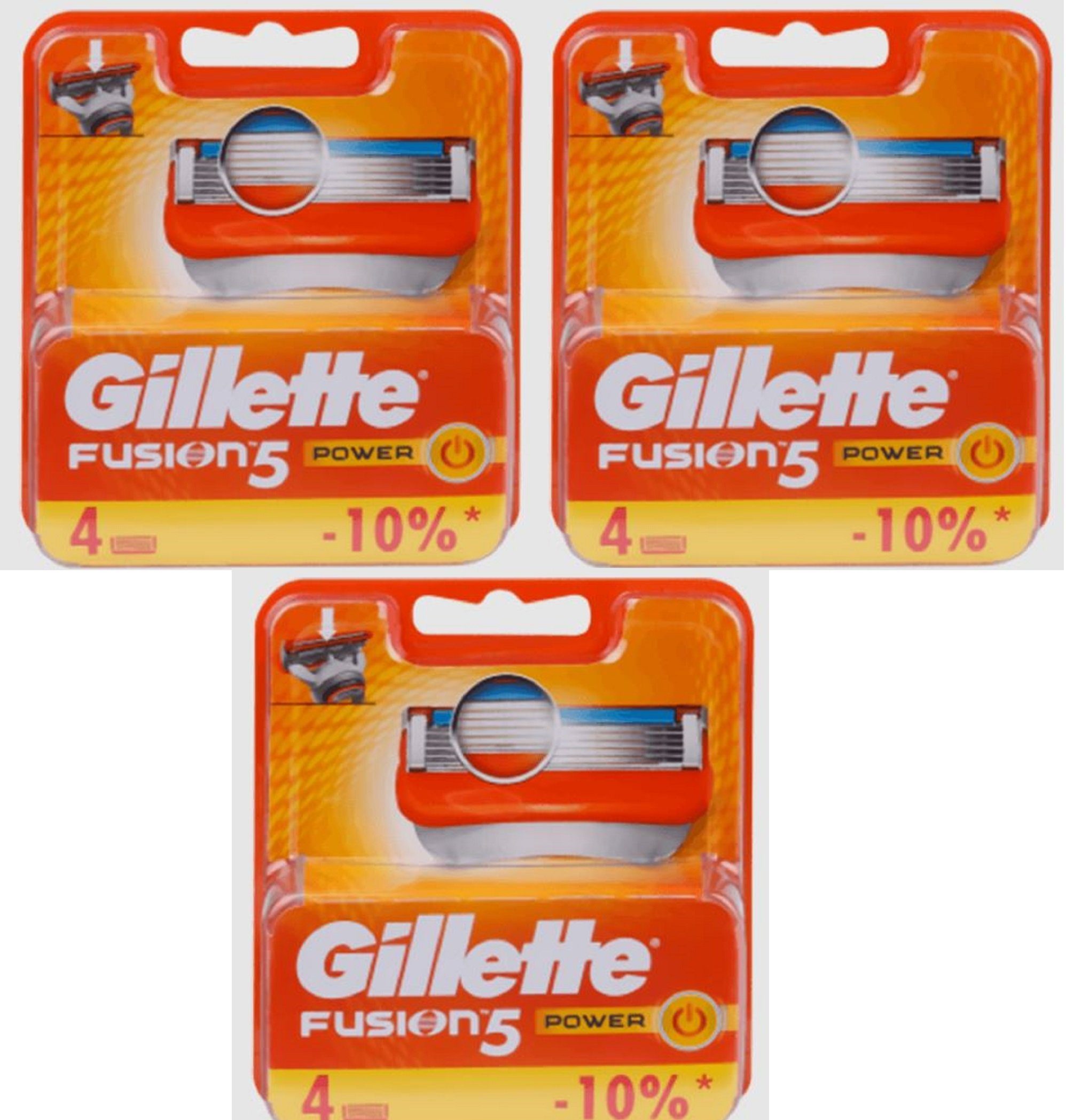Gillette Rasierklingen Fusion 5 Power Rasierklingen Set 4er Ersatzklingen kompatibel Klingen, 12-tlg., kompatibel mit Fusion 5 Rasierer Wechselklinge Beauty Pflege, Flexible Klingen Für empfindliche Haut Rasur Rasierset Gleitstreifen