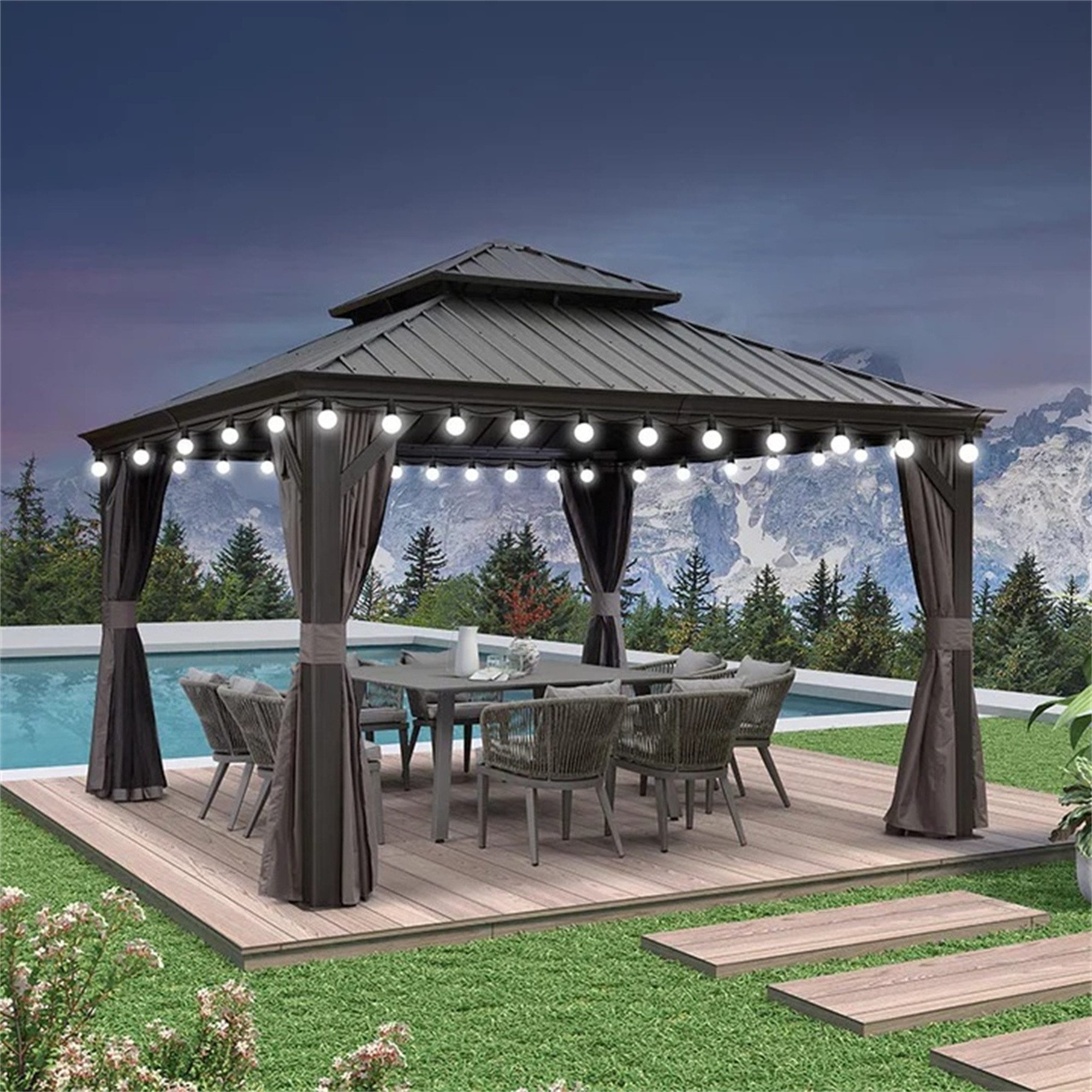 PURPLE LEAF Pavillon Hardtop Aluminium Pergola günstig online kaufen