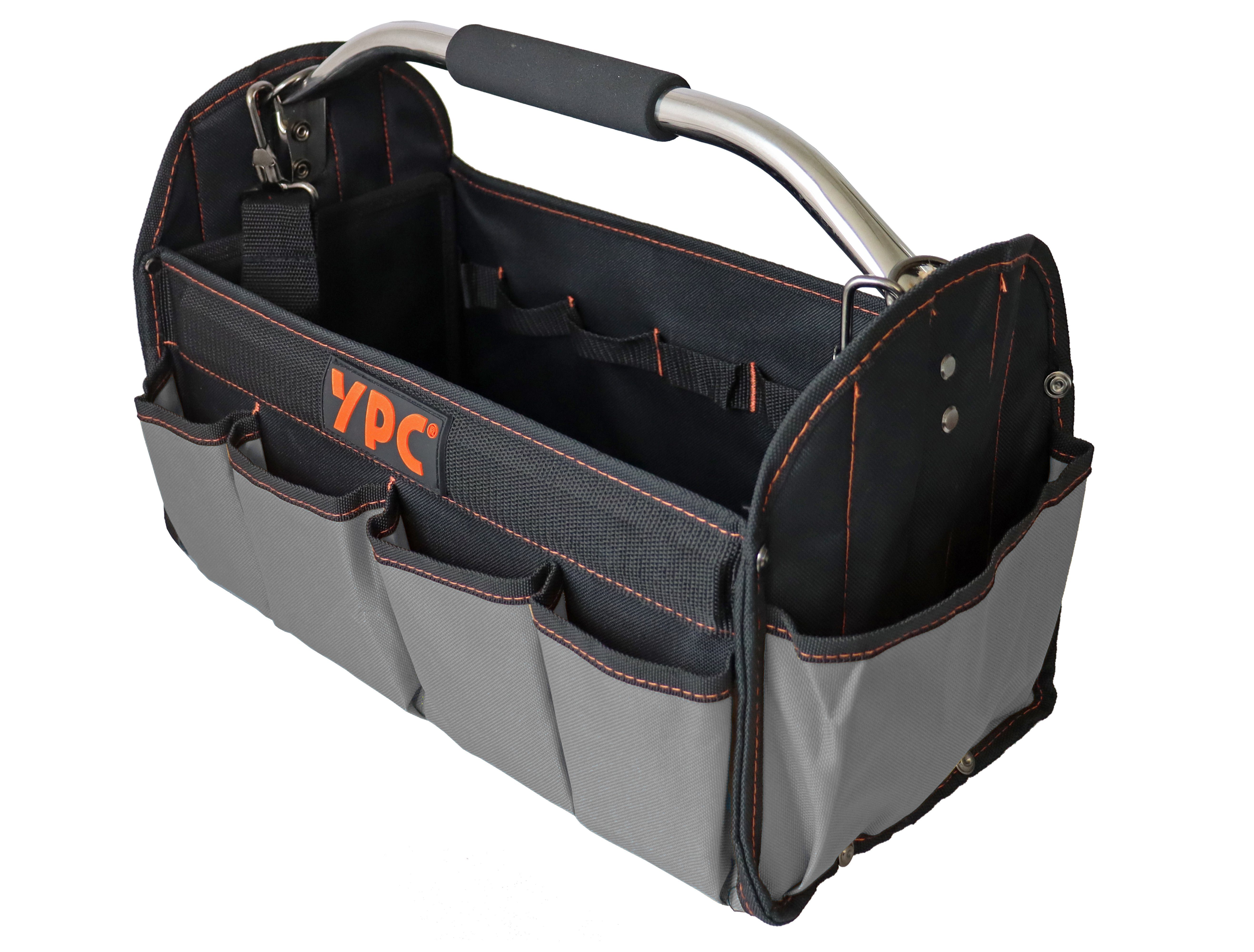 Tragetasche Einschüben Fächern mit kg 20 "Carrier" Werkzeugtasche offene Tragkraft, Grau XL, für Metallgriff, YPC Werkzeugtasche 40,5x30x19,5cm, Haltern, Werkzeugkorb und mit Werkzeug