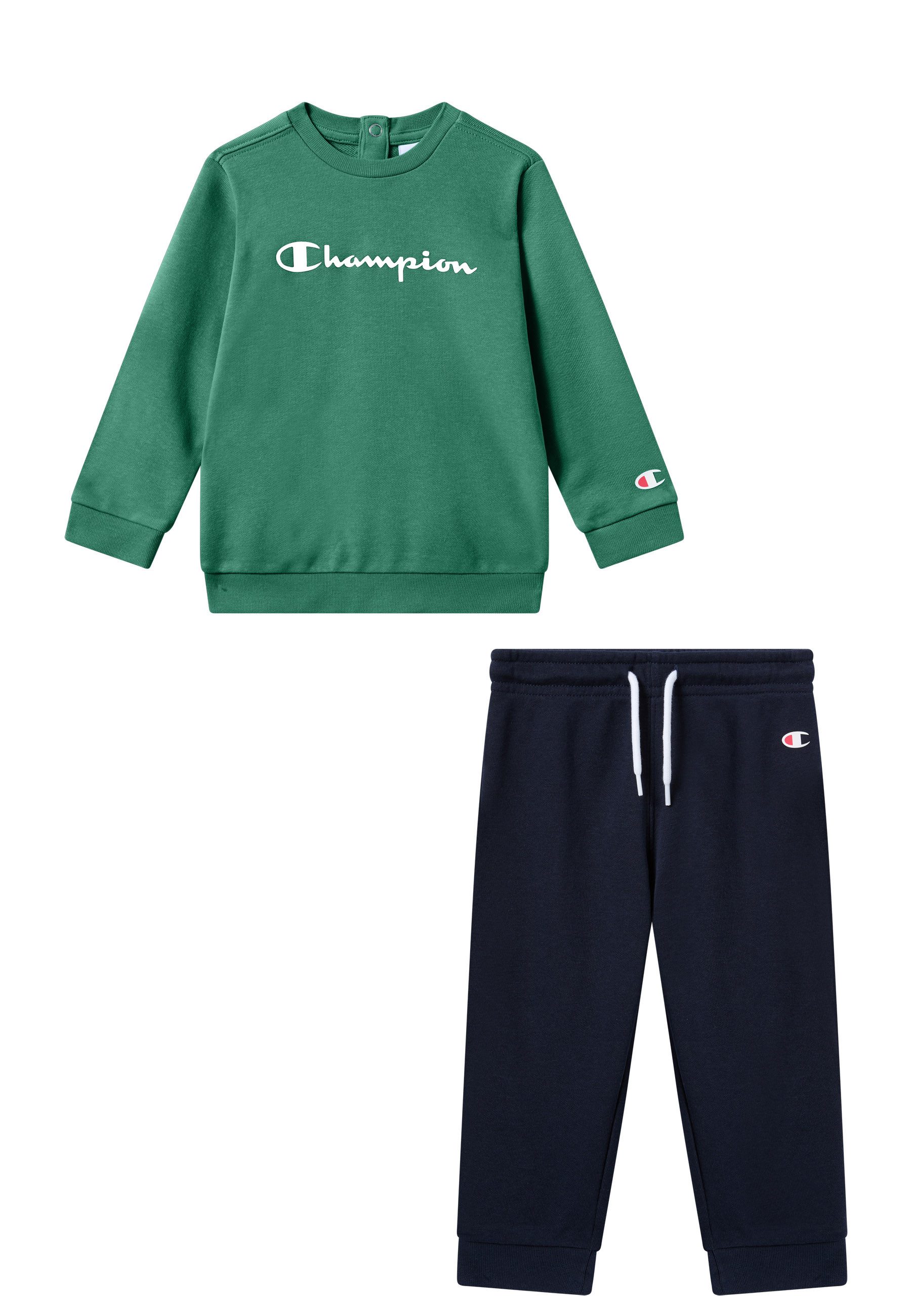 Champion Jogginganzug ICONS CONTRAST Toddler Terry Crewneck Sweatsuit (2-tlg), 2-teiliges Set, aus Baumwolle und Polyester, bequeme Passform