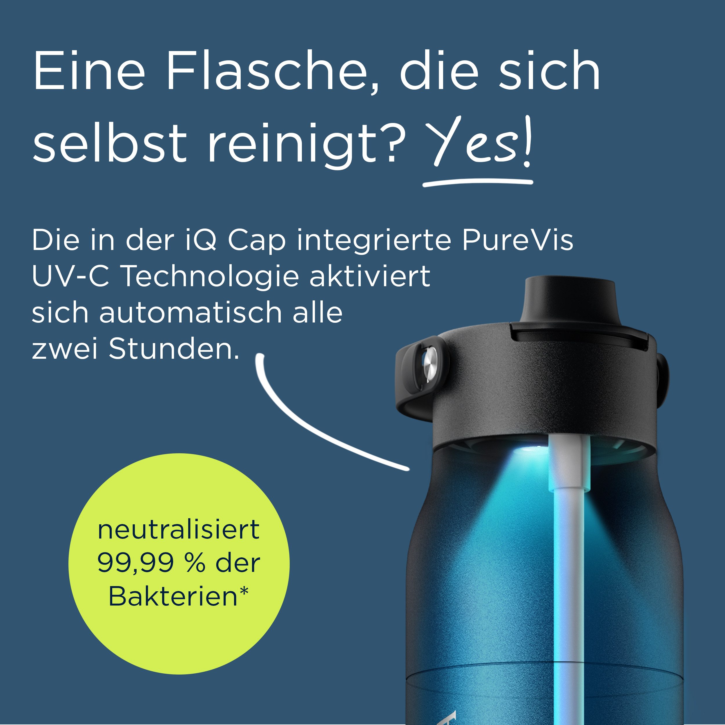 BRITA Flaschenverschluss BRITA LARQ iQ Cap für BRITA LARQ Essential Trinkflaschen, (BRITA LARQ iQ Cap weiß für BRITA LARQ Essential Trinkflaschen), Digitaler Deckel Hydration Tracking in der BRITA-App, UV-C Technologie