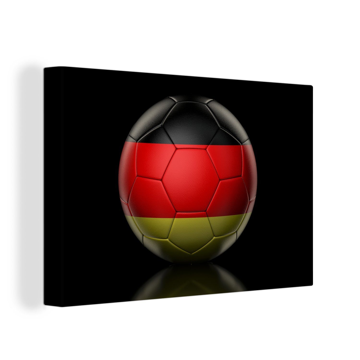 OneMillionCanvasses® Leinwandbild Die Flagge von Deutschland auf einem Fußball, (1 St), Wandbild Leinwandbilder, Aufhängefertig, Wanddeko, 30x20 cm