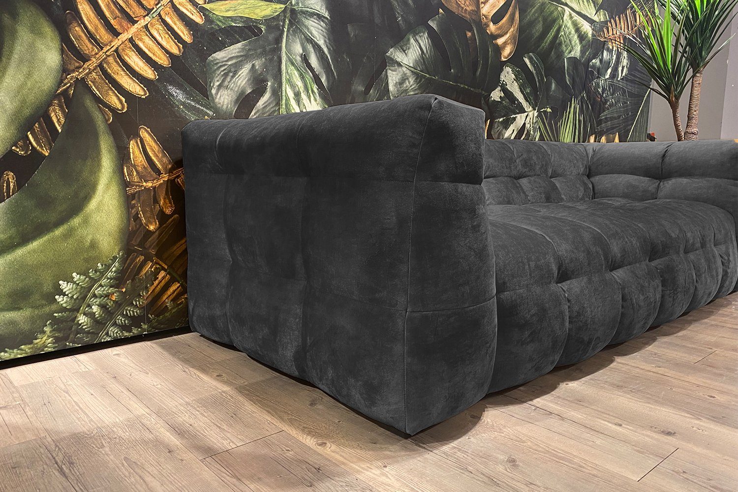 Velvet anthrazit Größen versch. ROSARIO, Farben KAWOLA Sofa versch. und