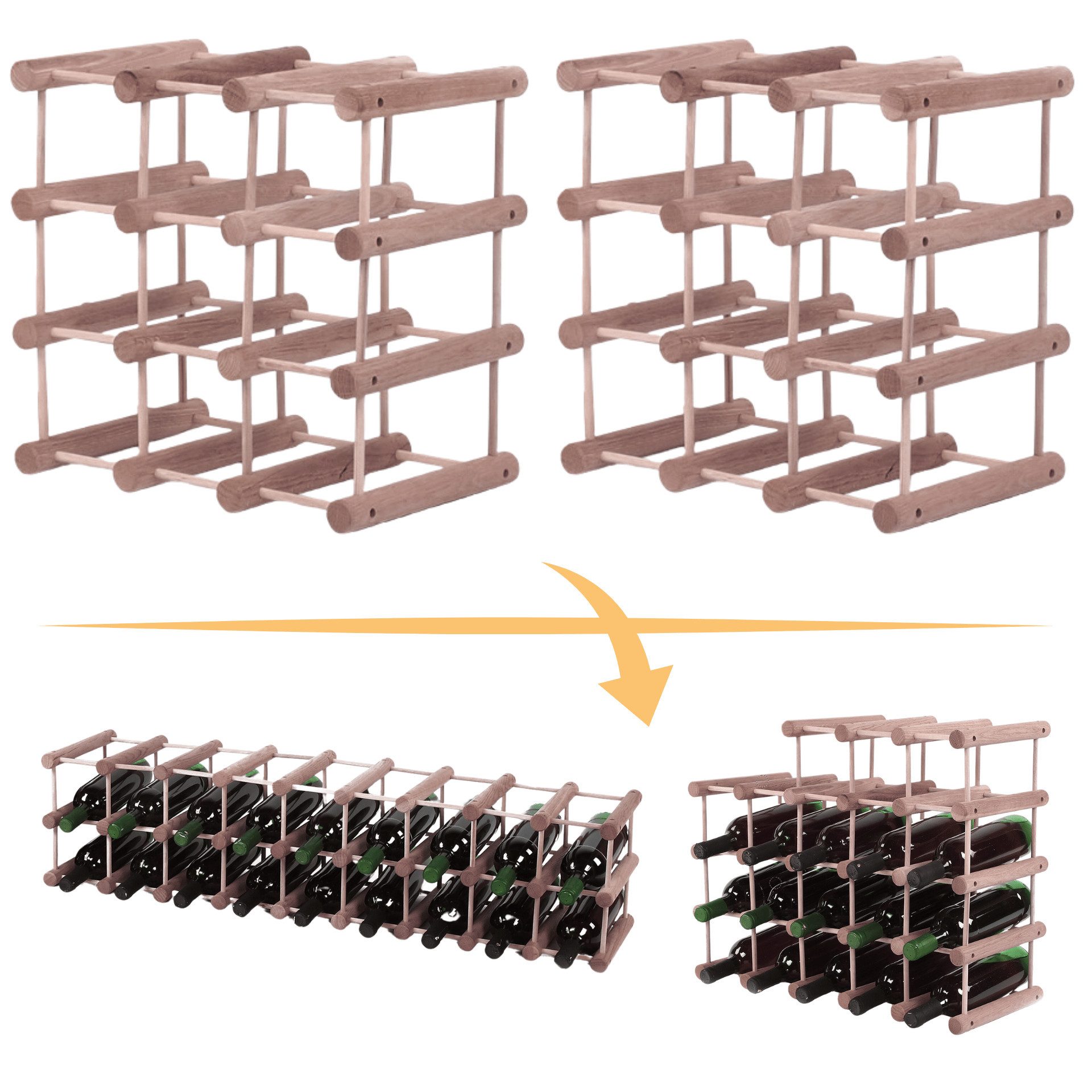 Modo24 Flaschenregal RW7 Eiche Nadelholz Massivholz Für 12 bis 76 Flaschen günstig online kaufen