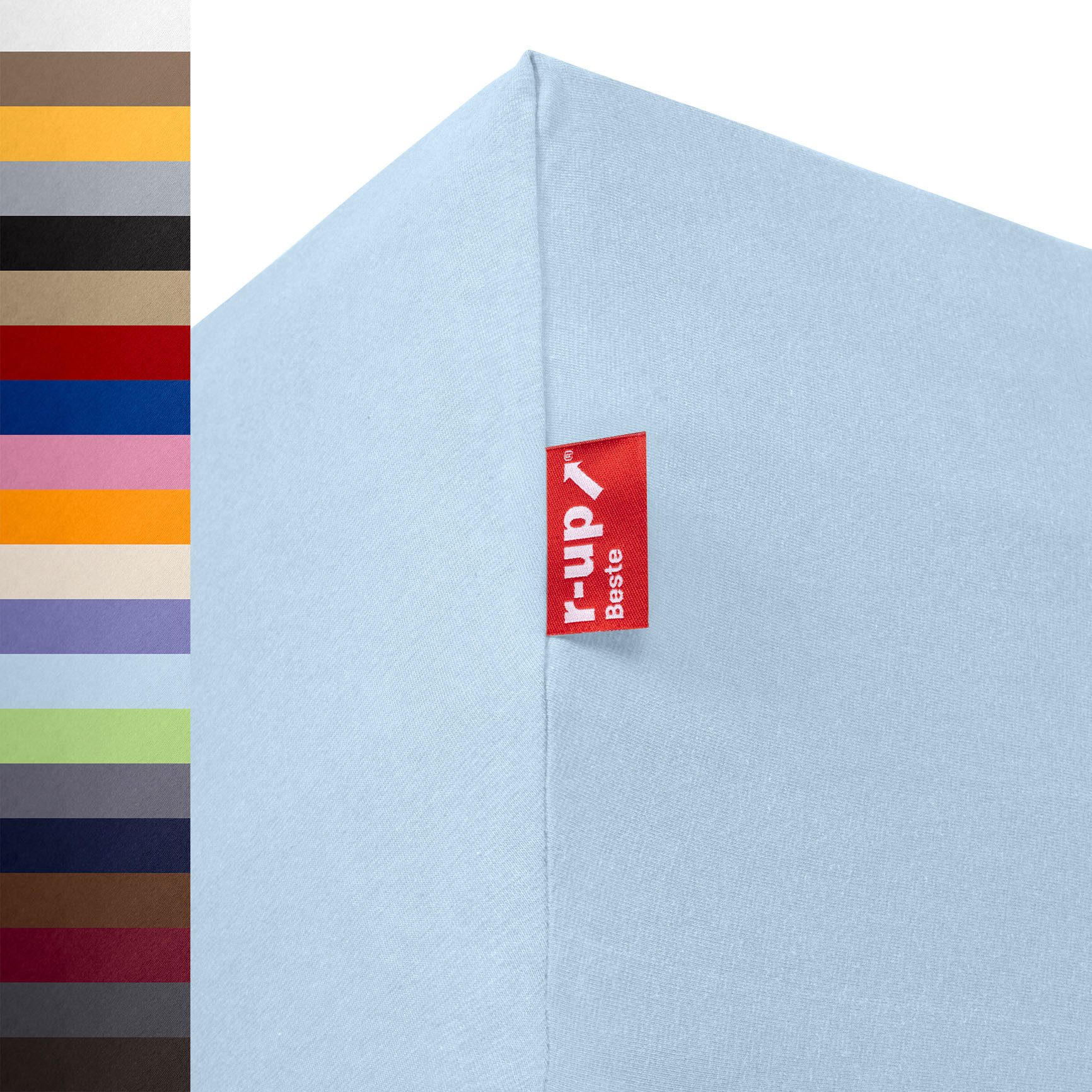 r-up Spannbettlaken Beste 90x200 bis 220x240cm erhältlich! 230 g/m², Baumwolle, Gummizug: fest eingenähtes dauerelastisches Rundumgummi, (1 Stück), (90x200-100x220, 15-35cm Matratzenhöhe, hellblau)