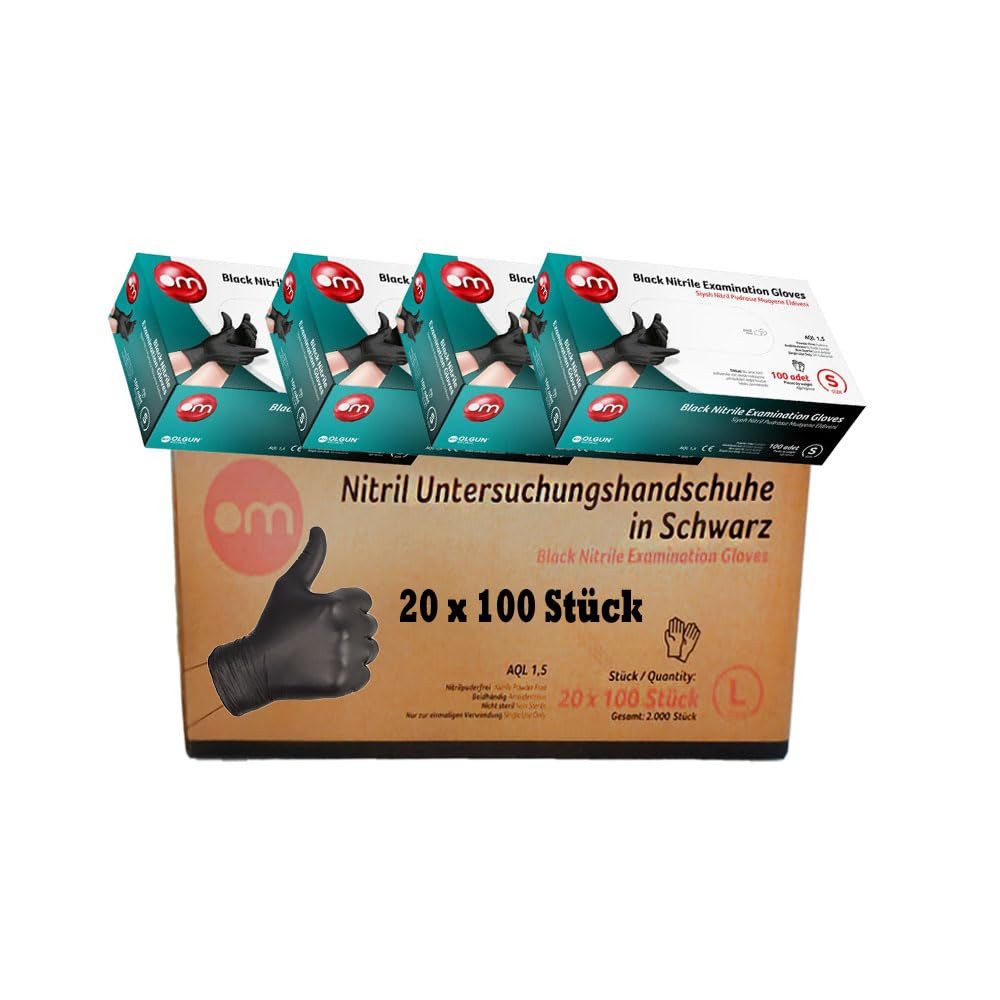 Lauroo Einweghandschuhe Schwarz Nitrilhandschuhe Lebensmittelecht Einmalhan günstig online kaufen