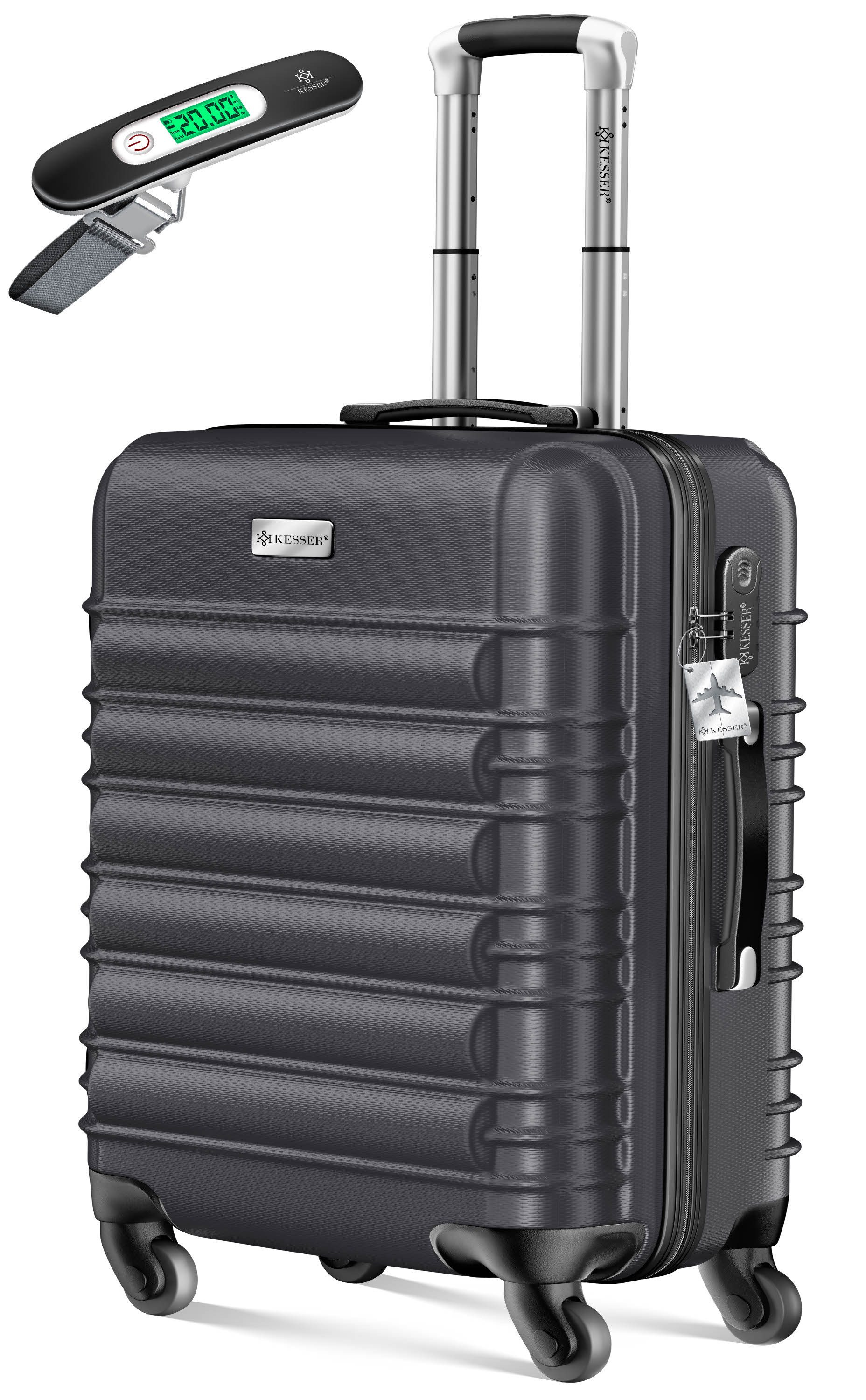 KESSER Hartschalen-Trolley Reisekoffer Handgepäck 55L Koffer Inkl. Kofferwaage + Gepäckanhänger, 4 Rollen, Rollkoffer ABS-Hartschale mit 4 Rollen, Zahlenschloss & Teleskopgriff