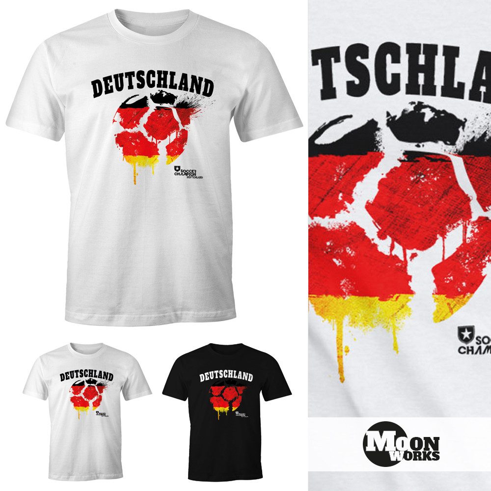 MoonWorks Print-Shirt Herren T-Shirt Deutschland Fanshirt Vintage Fußball WM Fußball-Sommer mit Print
