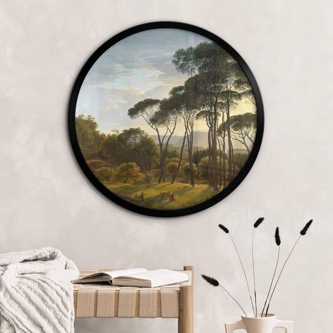 K&L Wall Art Poster Wandbild Poster Rund Kunstdruck Voogd Schirmkiefern Natur Landschaft, Wohnzimmer Bilder modern