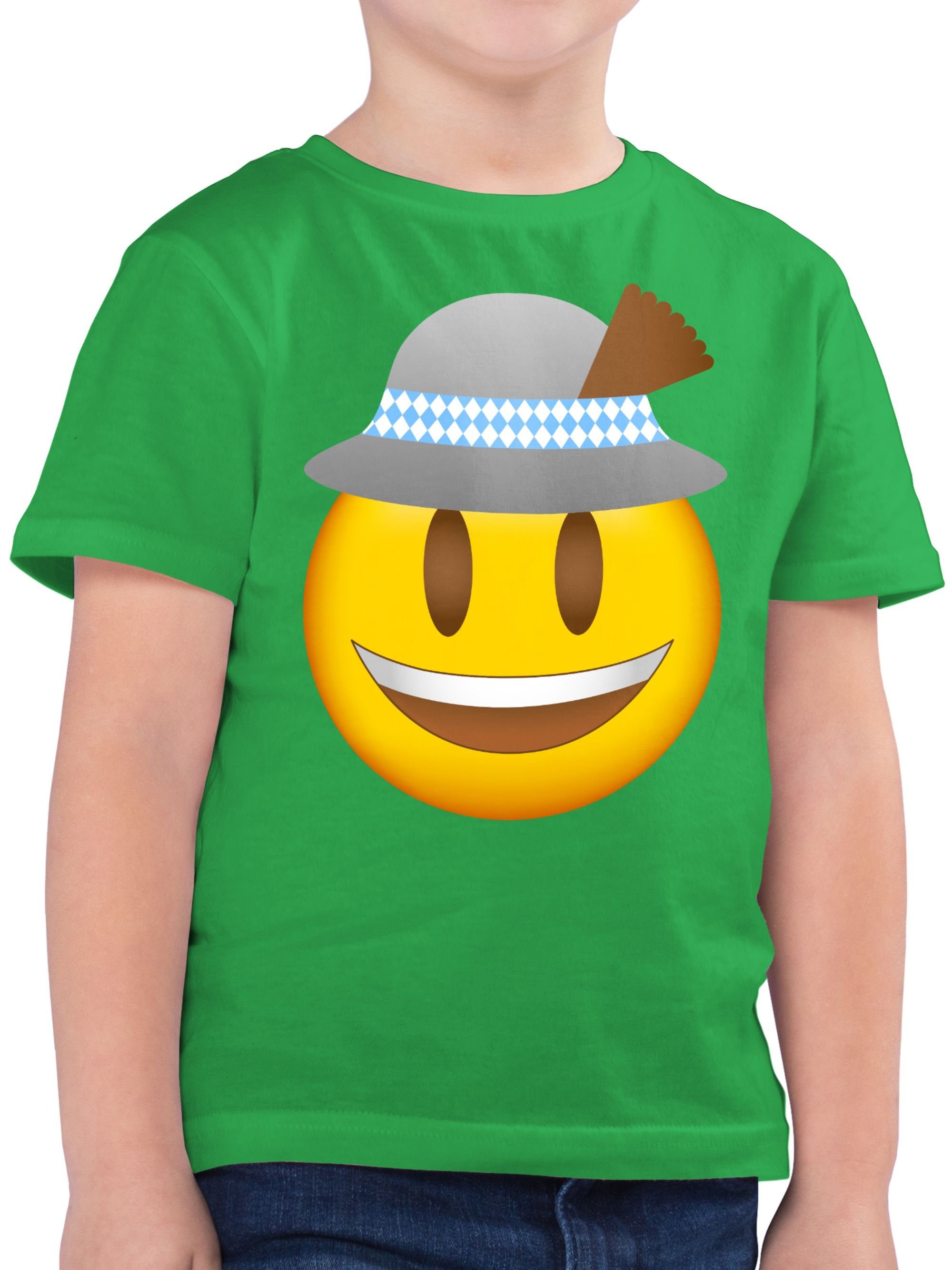 Shirtracer T-Shirt Oktoberfest Emoticon mit Hut Mode für Oktoberfest Kinder Outfit 2 Grün