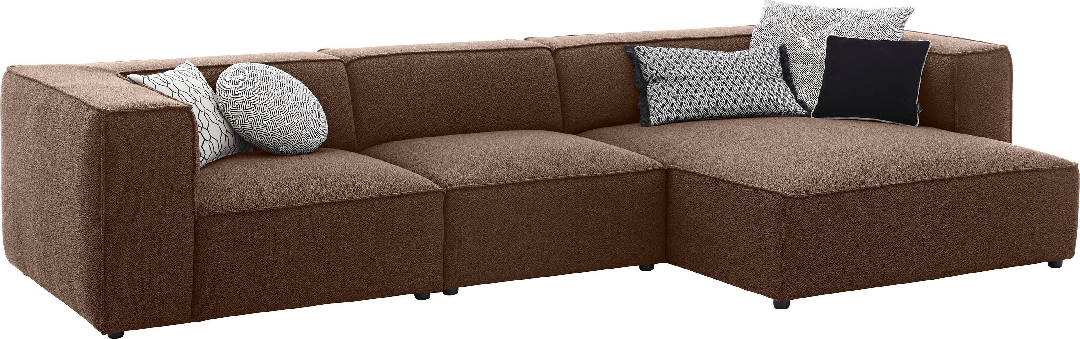 W.SCHILLIG Ecksofa around-the-block Mega Sofa, viel Platz und hoher Sitzkomfort, L-Form, mit eleganter Biese, mit Federkern, Breite 341 cm