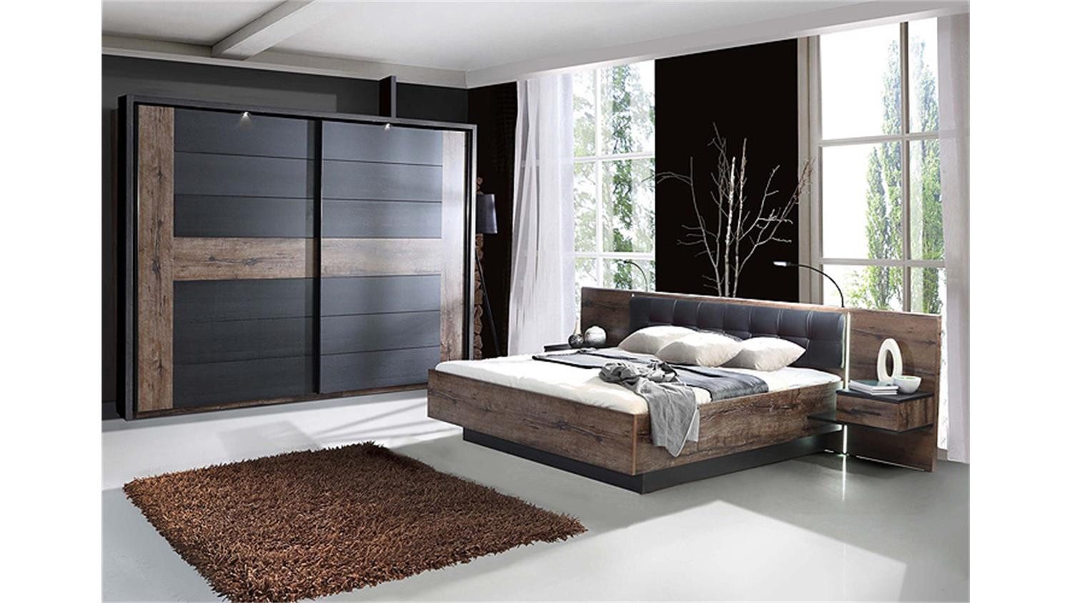 Forte Möbel Schlafzimmer-Set Schlafzimmerset 1 Bellevue Schwarzeiche und Schlammeiche – Bild 4 von 4