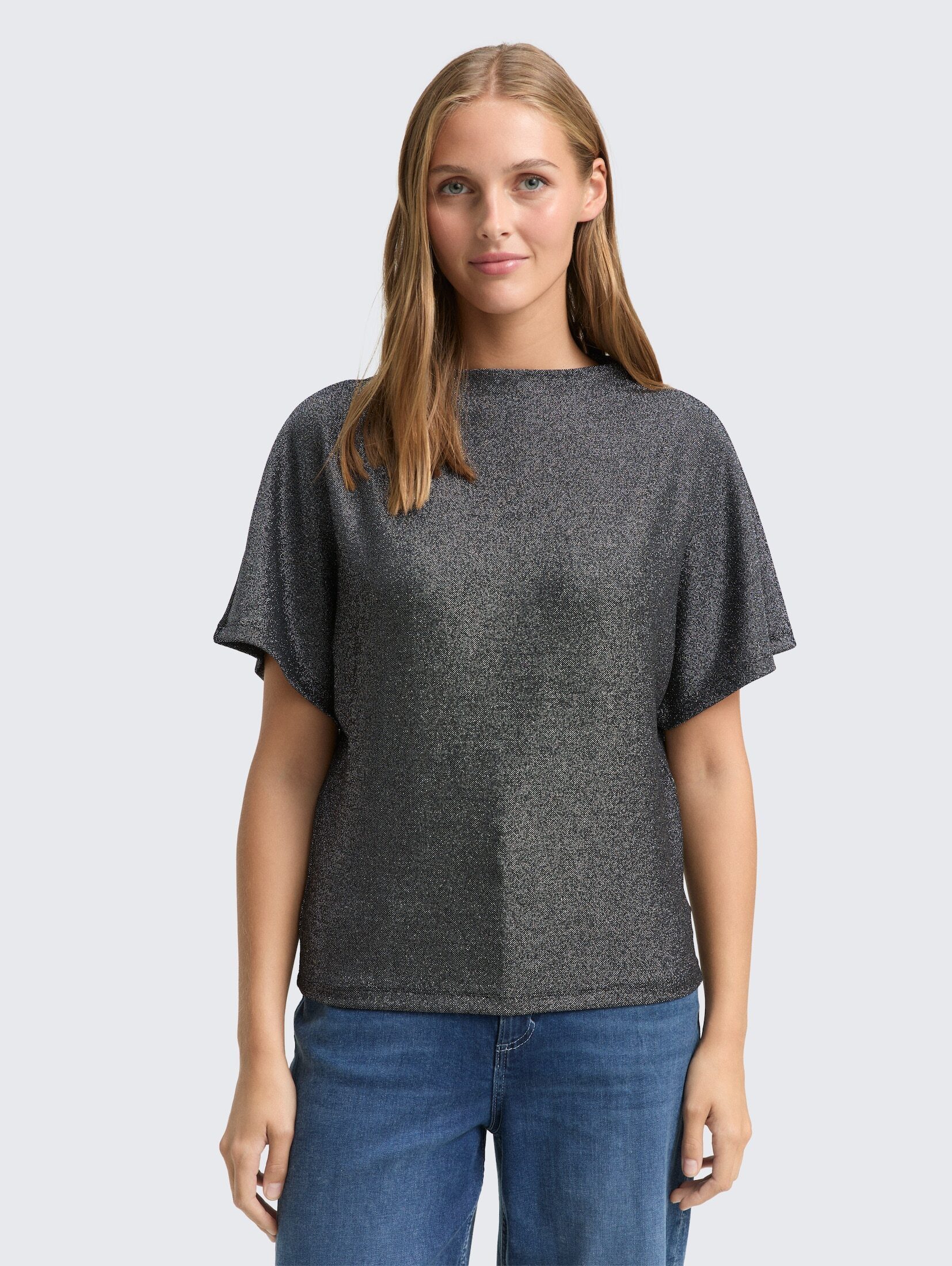 TOM TAILOR Denim T-Shirt T-Shirt Glitzer T-Shirt mit Fledermausärmeln günstig online kaufen