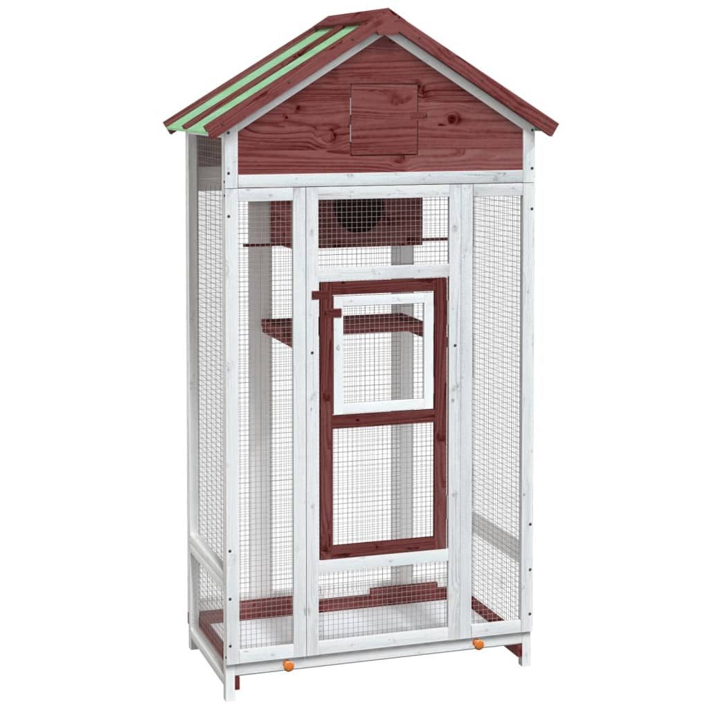 vidaXL Voliere, Mokka 91,5x53x170 cm Massivholz Kiefer