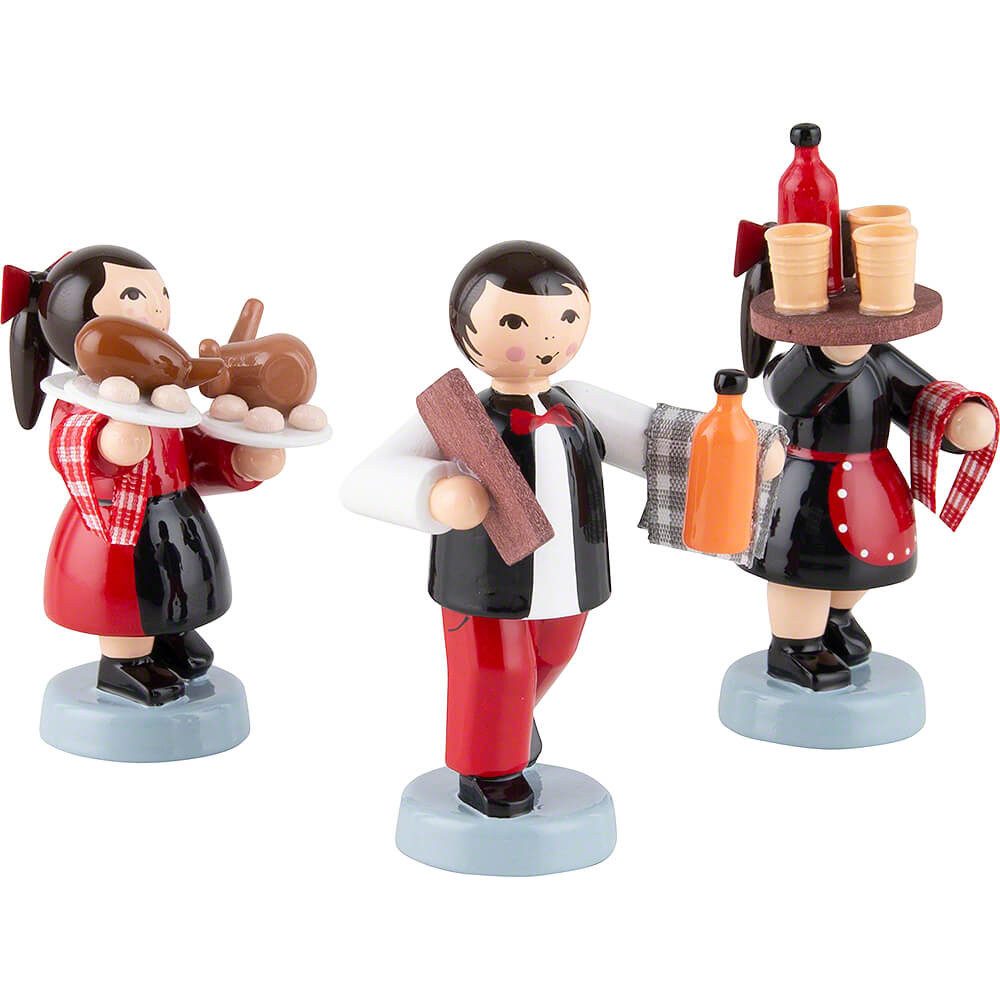 ULMIK Dekofigur Winterkinder Kellnergruppe 3-teilig rot (7cm) von ULMIK