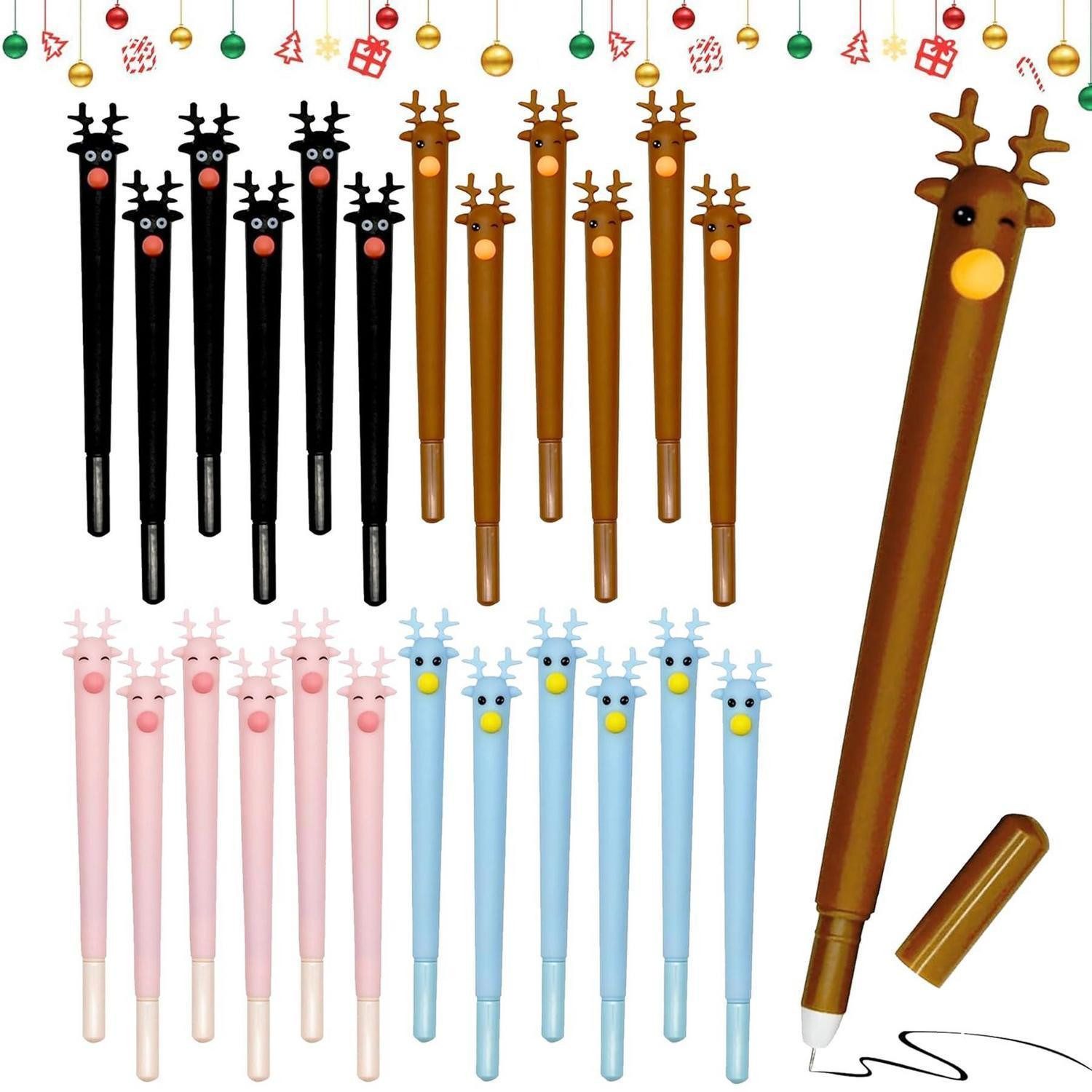 LuxusKollektion Kugelschreiber Weihnachtsstifte mit Elch Motiv 24 Stk