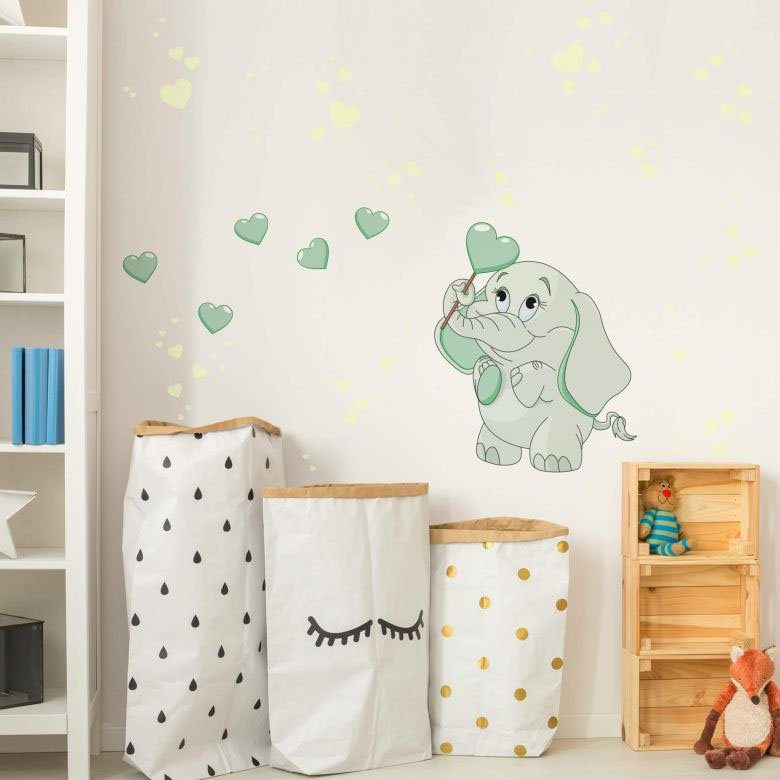 Preisbewusst Wall-Art Wandtattoo Elefantenbaby Leuchtbilder St) (1