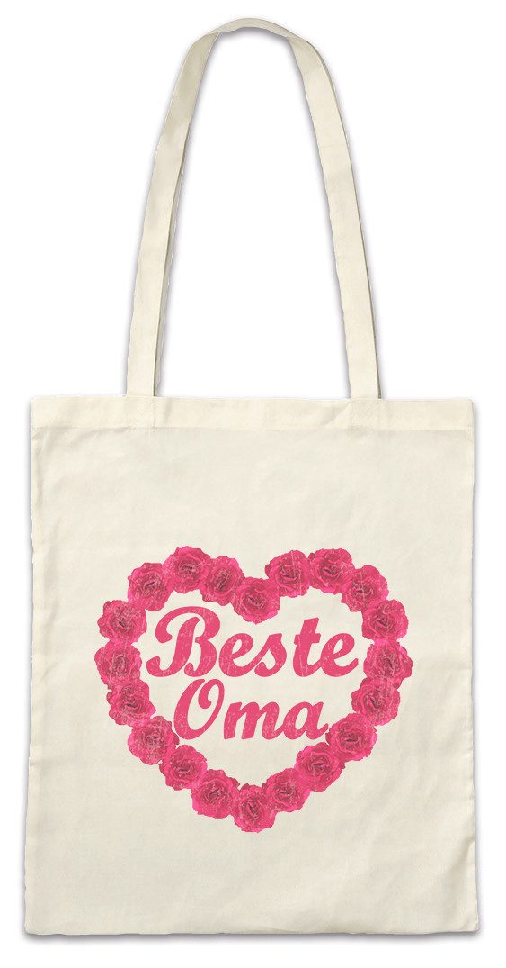 Beuteltasche Beste Oma Stofftasche Rosen Herz Omi Großmutter Nuter Enkelkind Granny