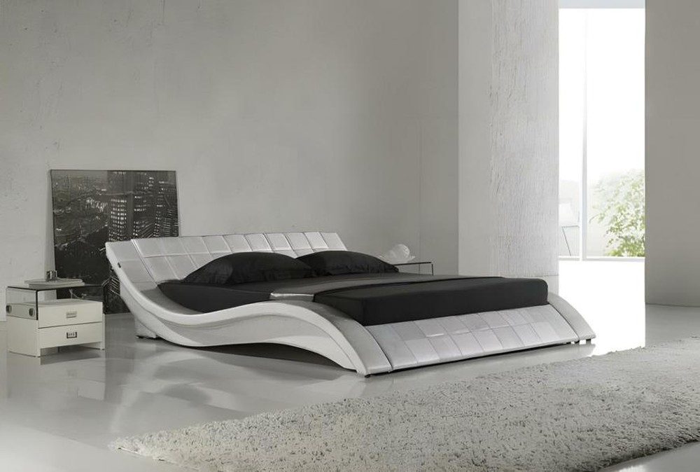 Xlmoebel Polsterbett Silbernes Kunstlederbett von JV Möbel für stilvolles Schlafzimmer (Bett), Hergestellt in Europa