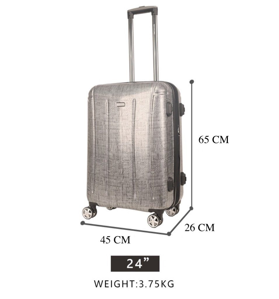 NEWCOM Hartschalen-Trolley Selbstwiegefunktion M-Koffer 4 mit Schloss, Erweiterungsfunktion, 100% Rollen, Zoll TSA und Grau PC, 24 65cm