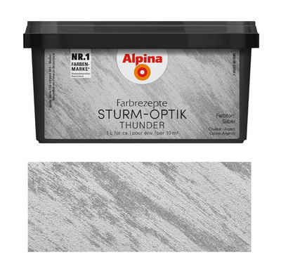 Alpina Wandfarbe Farbrezepte 1L Quarzsand Sturm-Optik Silber