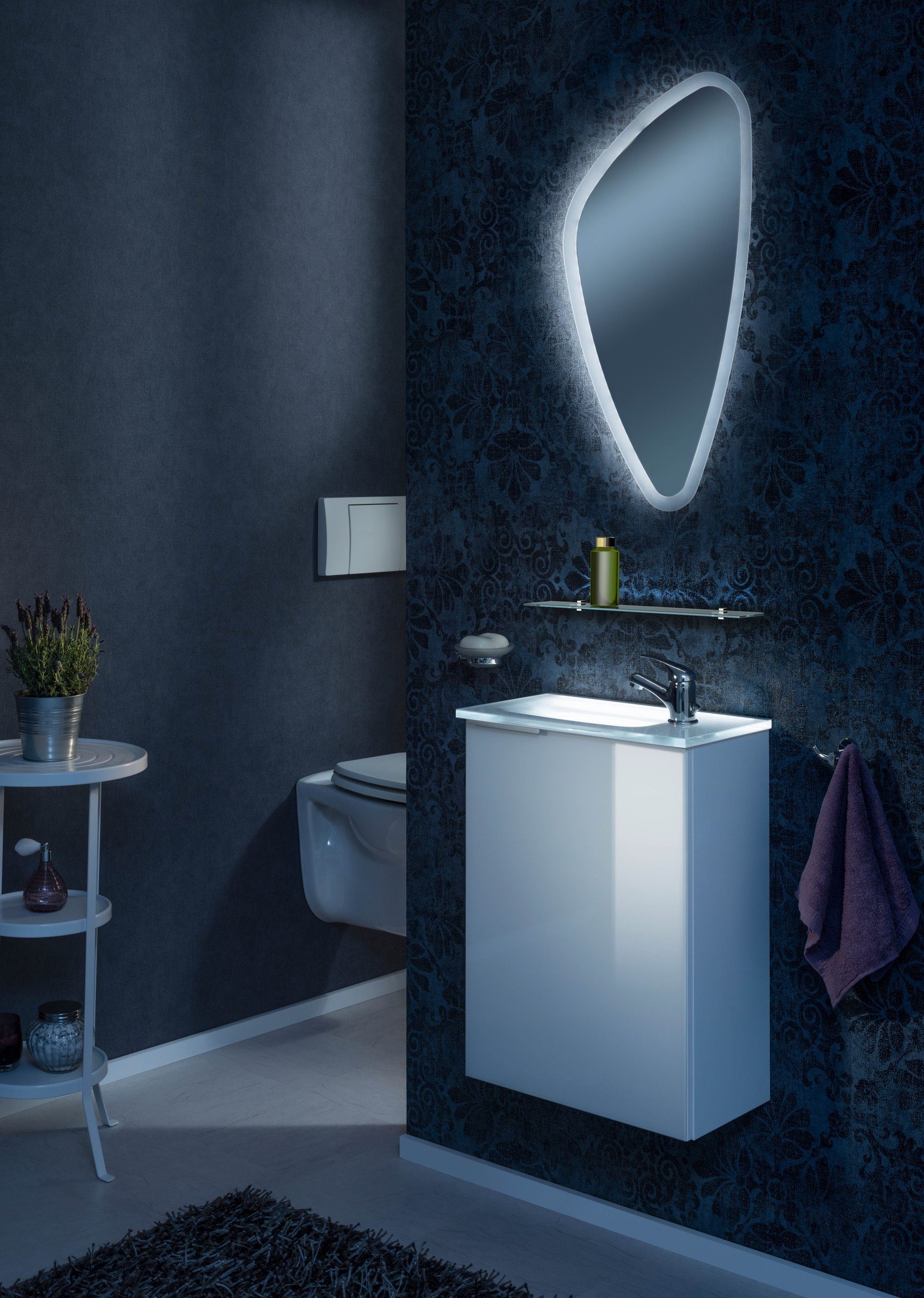 Thumbnail - FACKELMANN Waschbecken KARA Gäste WC Set 2-teilig Weiß, Becken mit Unterschrank 45cm, rechts