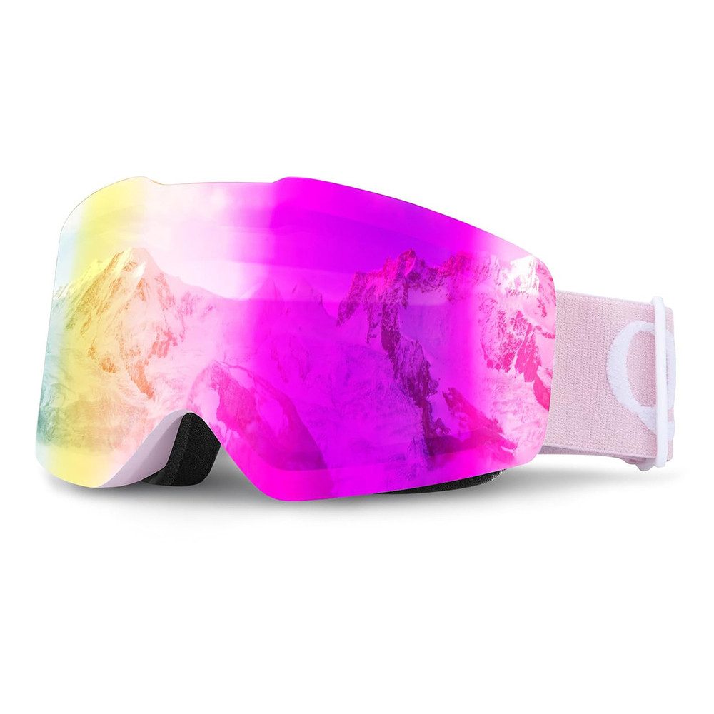 Qunature Skibrille Snowboardbrille Schneebrille Wintersportbrille, (Spar-Set, 1-St., 35-120 cm verstellbar), UV400, Antibeschlag, rahmenlos, helmkompatibel