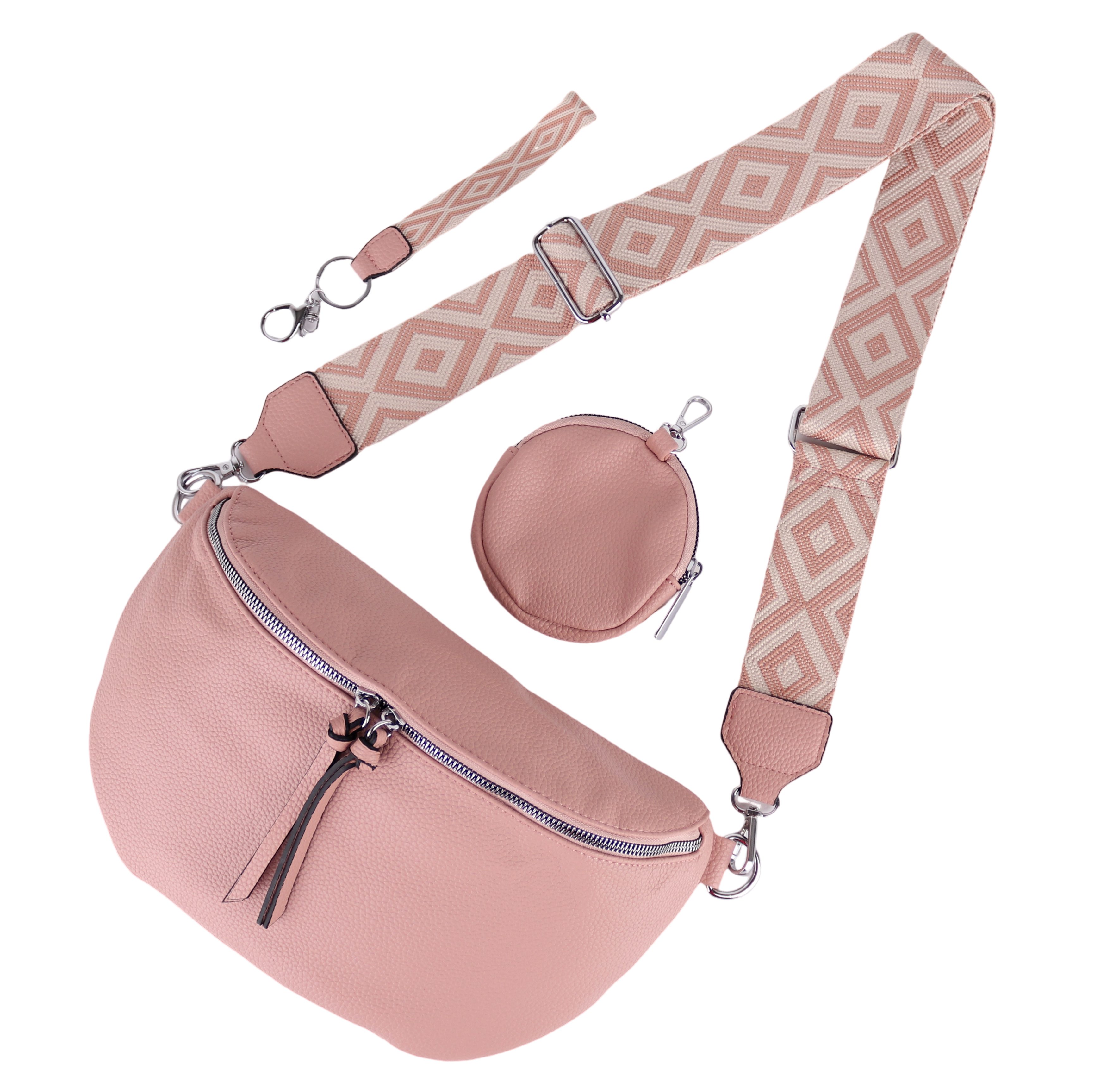 MIRROSI Bauchtasche Damen Taschen, Umhängetasche, Brusttasche, 30x19x10cm Veganes Leder (Schultertasche für jeden Anlass, (dazu 1x Schlüsselband und 1x Münzenbeutel), Crossbody Bag, Bohemian gemusterten & verstellbaren Schulterriemen