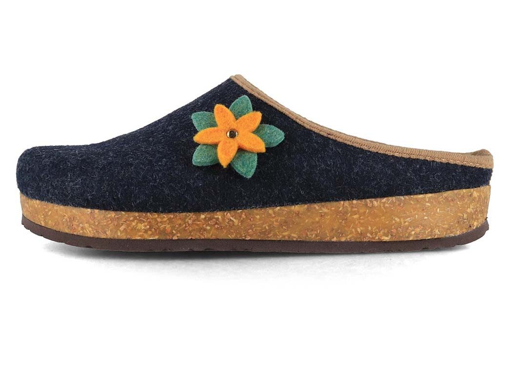 Tuffeln Blumig Filz-Pantoffeln Damen Clogs vegane Hausschuhe Hausschuh mit Korkfußbett