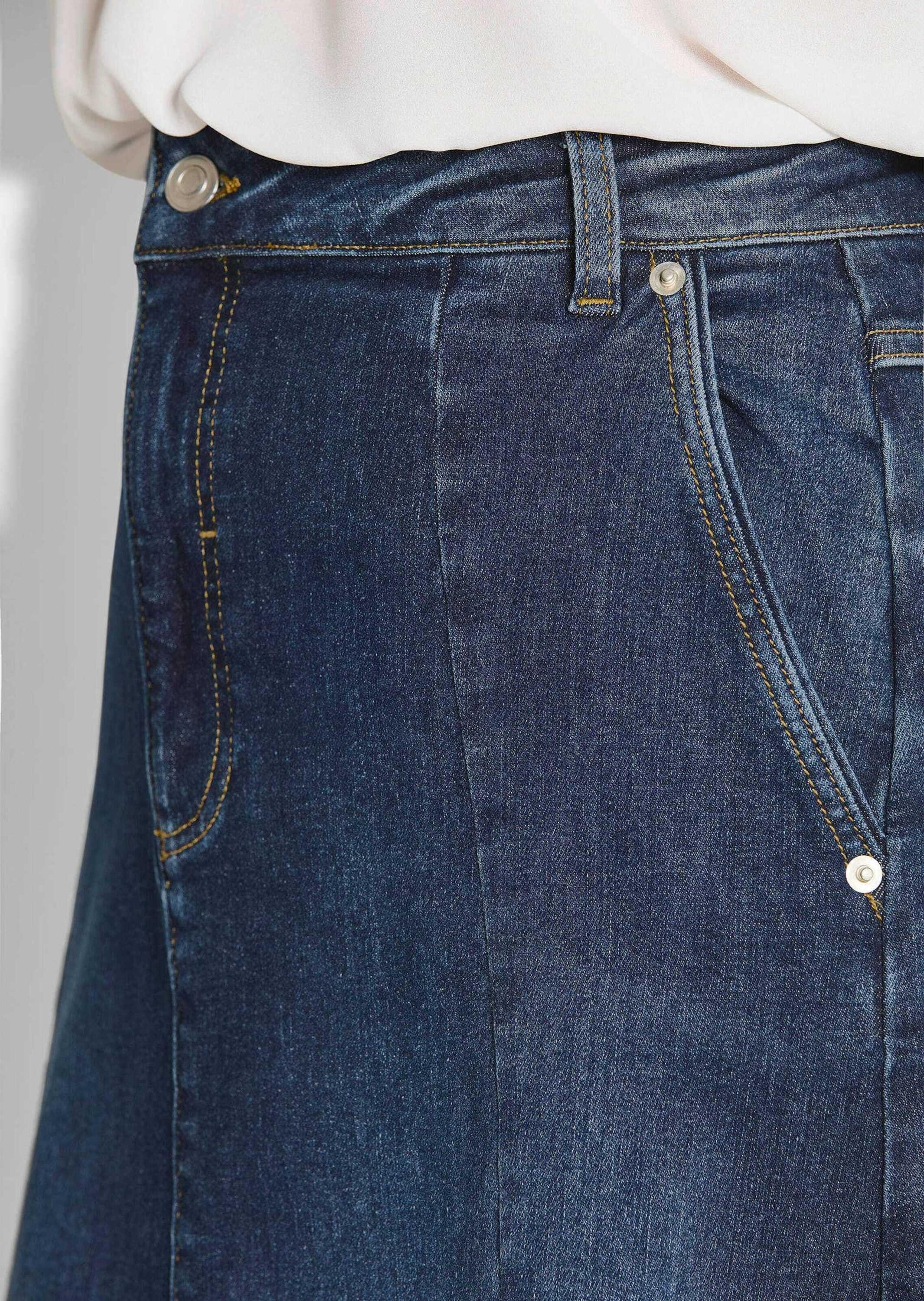GOLDNER Jeansrock Bequemer Denim-Rock mit Formbund Baumwollrock mit Kontrastnähten, Reißverschluss und Wadenlänge – Bild 5 von 5