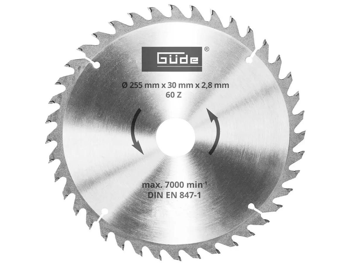 Güde Kreissägeblatt 55263, HM 255x30x60Z, für GTK 2000.1, GTK 2000, GFO 1801, TKGS 254.2