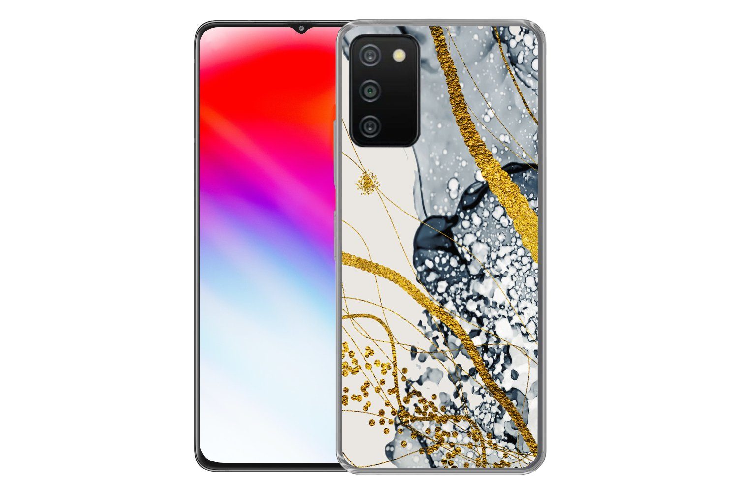 MuchoWow Handyhülle für Samsung Galaxy A03s Abstrakt - Gold - Natur - Kunst, Smartphone-Bumper, Print, Handy Schutzhülle Dünn