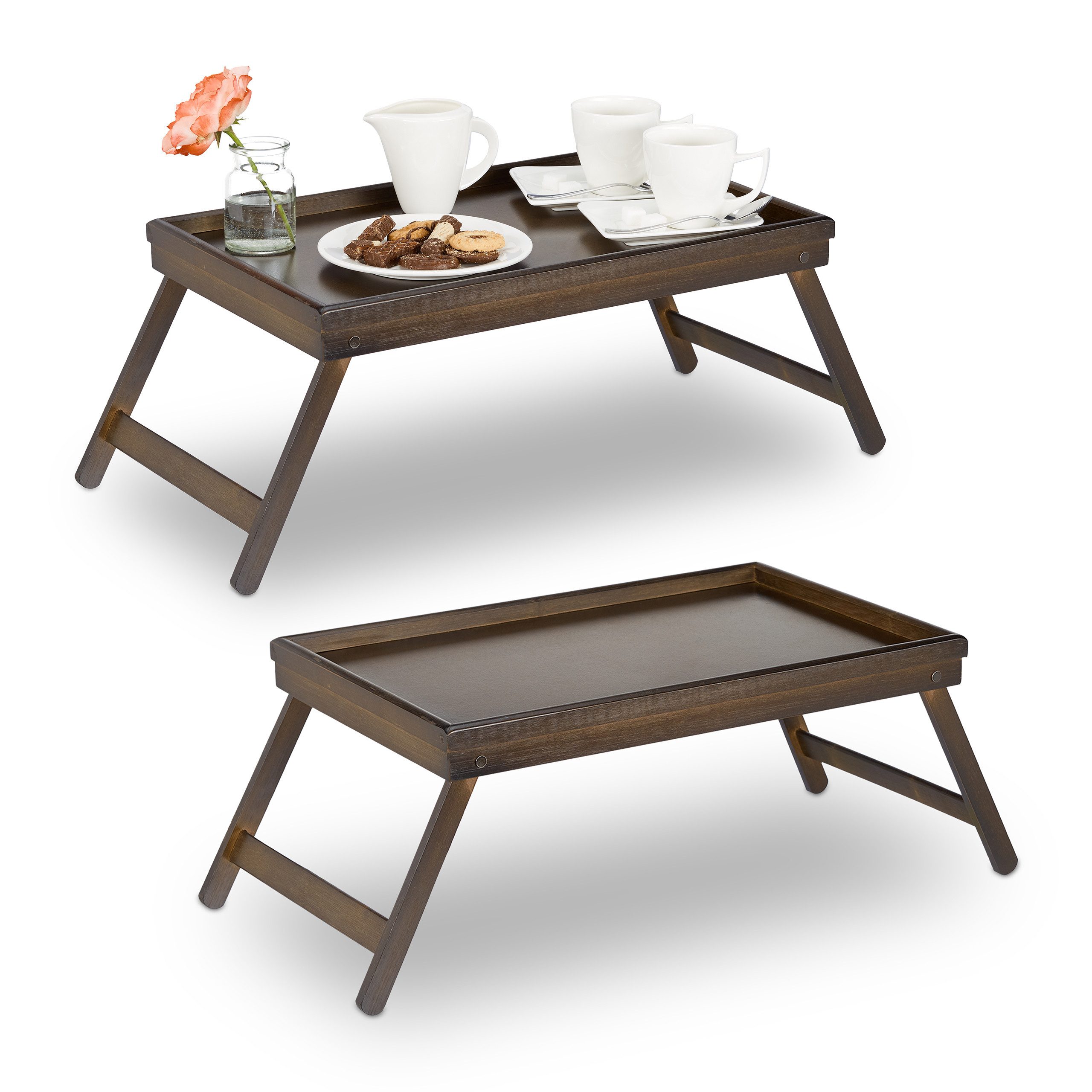 relaxdays Tabletttisch 2 x Betttablett Bambus günstig online kaufen