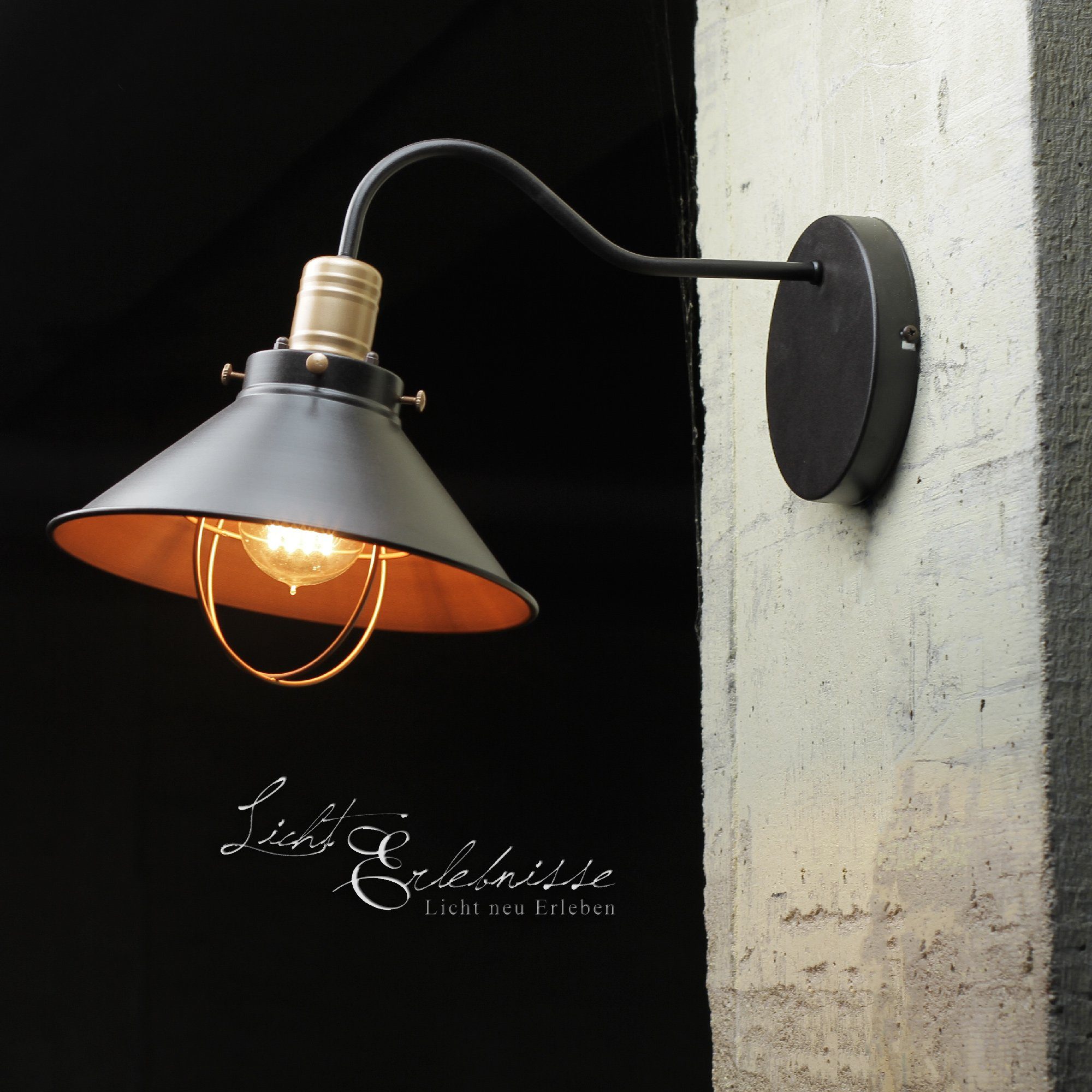 Licht-Erlebnisse Wandleuchte »LOFT«, Wandlampe Schwarz Kupfer Industrie  Stil Design Wohnzimmer Lampe online kaufen | OTTO