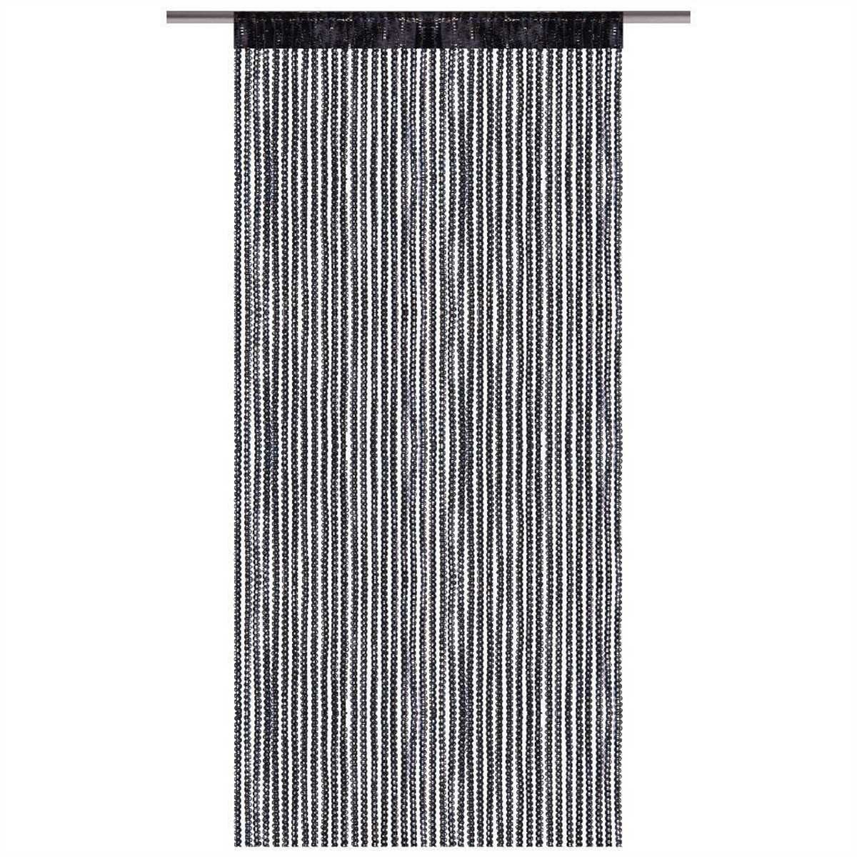 Fadenvorhang, Bestlivings, Stangendurchzug, halbtransparent, Fadengardine mit Stangendurchzug Türvorhang, attraktiv und modern (90 x 200cm bis 300 x 250cm) Schwarz