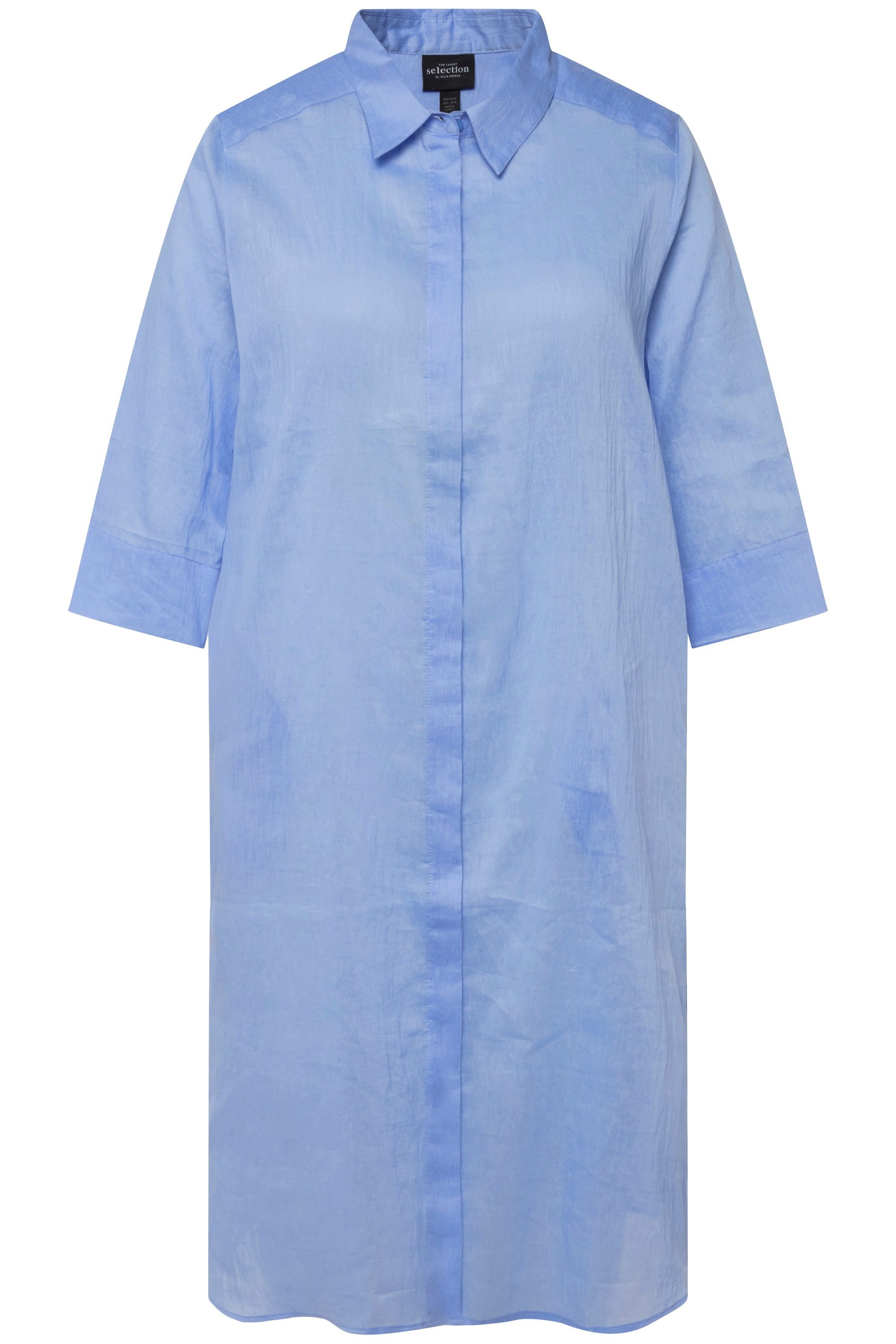 Ulla Popken Hemdbluse Longbluse Leinenmix A-Linie günstig online kaufen