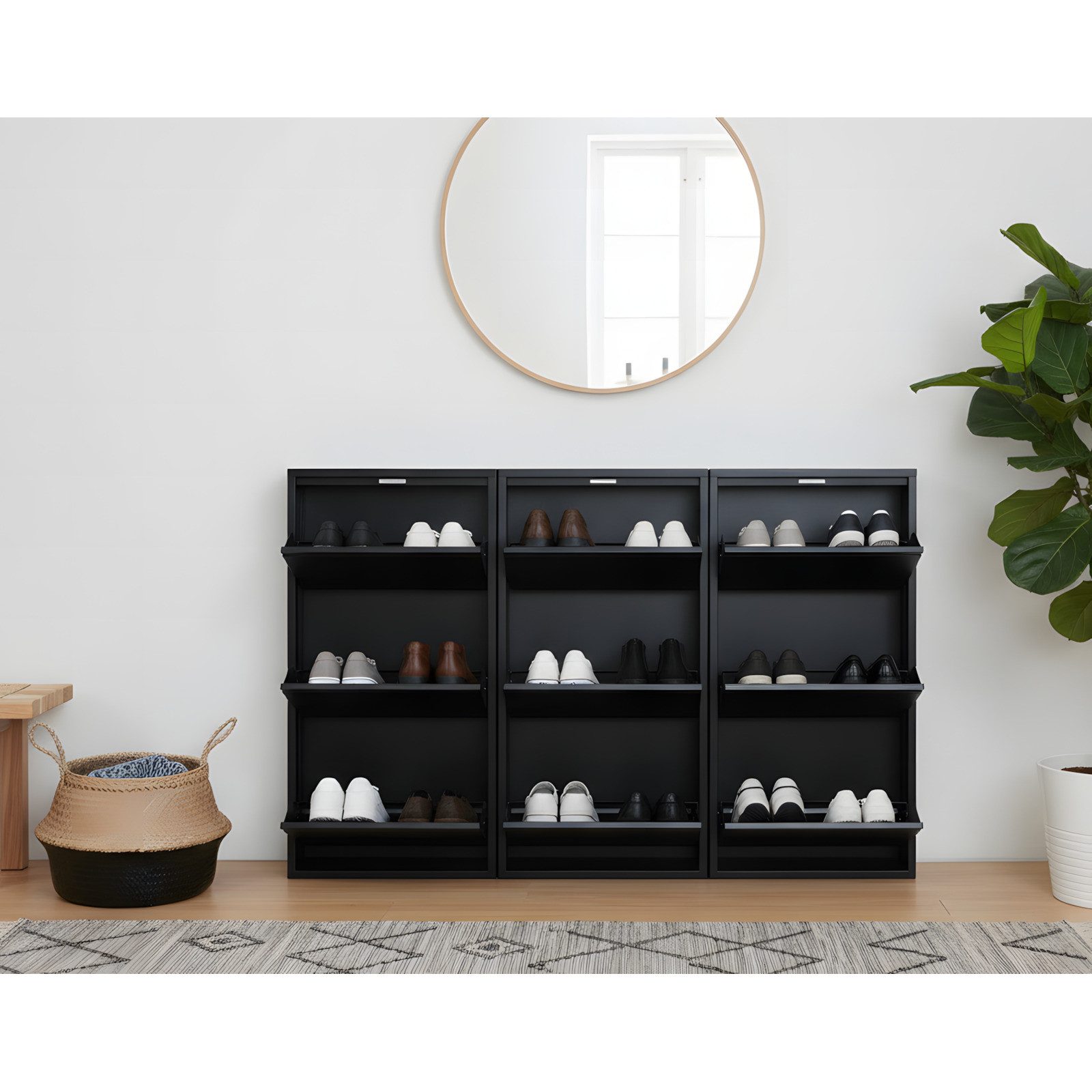 ebuy24 Schuhschrank Pisa Schuhschrank mit 9 Klappen/Türen in Metall sc