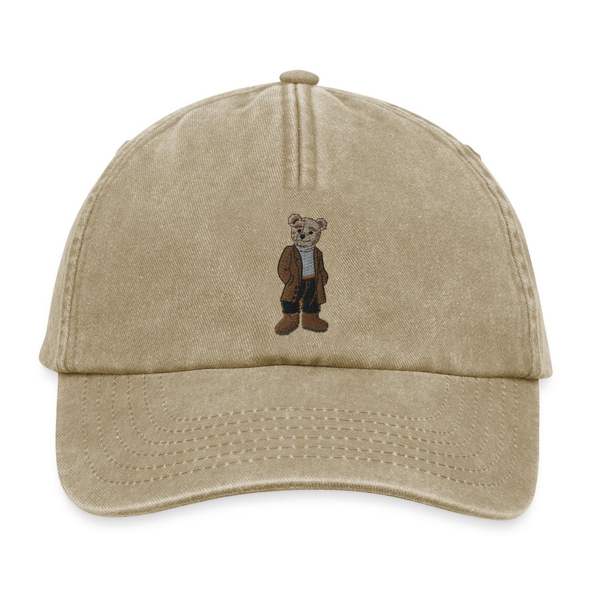 Spreadshirt Baseball Cap Gestickter Teddy Mit Mantel Und Rollkragen Vintage Cap (1-St)