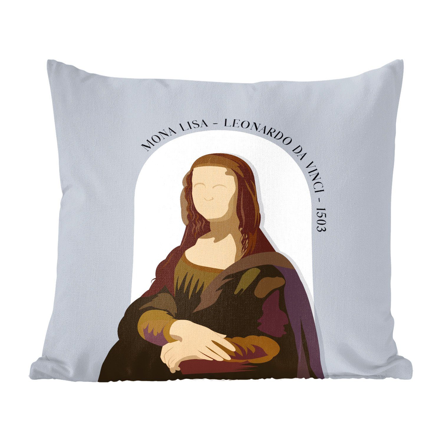 MuchoWow Dekokissen Mona Lisa - Blau - Vintage - Alte Meister, Zierkissen mit Füllung für Wohzimmer, Schlafzimmer, Deko, Sofakissen