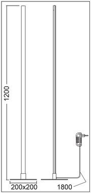 TRANGO LED Stehlampe, 1524 Stufenlos dimmbar Fluter Edelstahl-Optikt 14 Watt – 1200 Lumen – 3000K warmweiß LED Modul Serie *STRAIGHT*, Höhe: ca. 120cm Standlampe I Wohnzimmer Leuchte