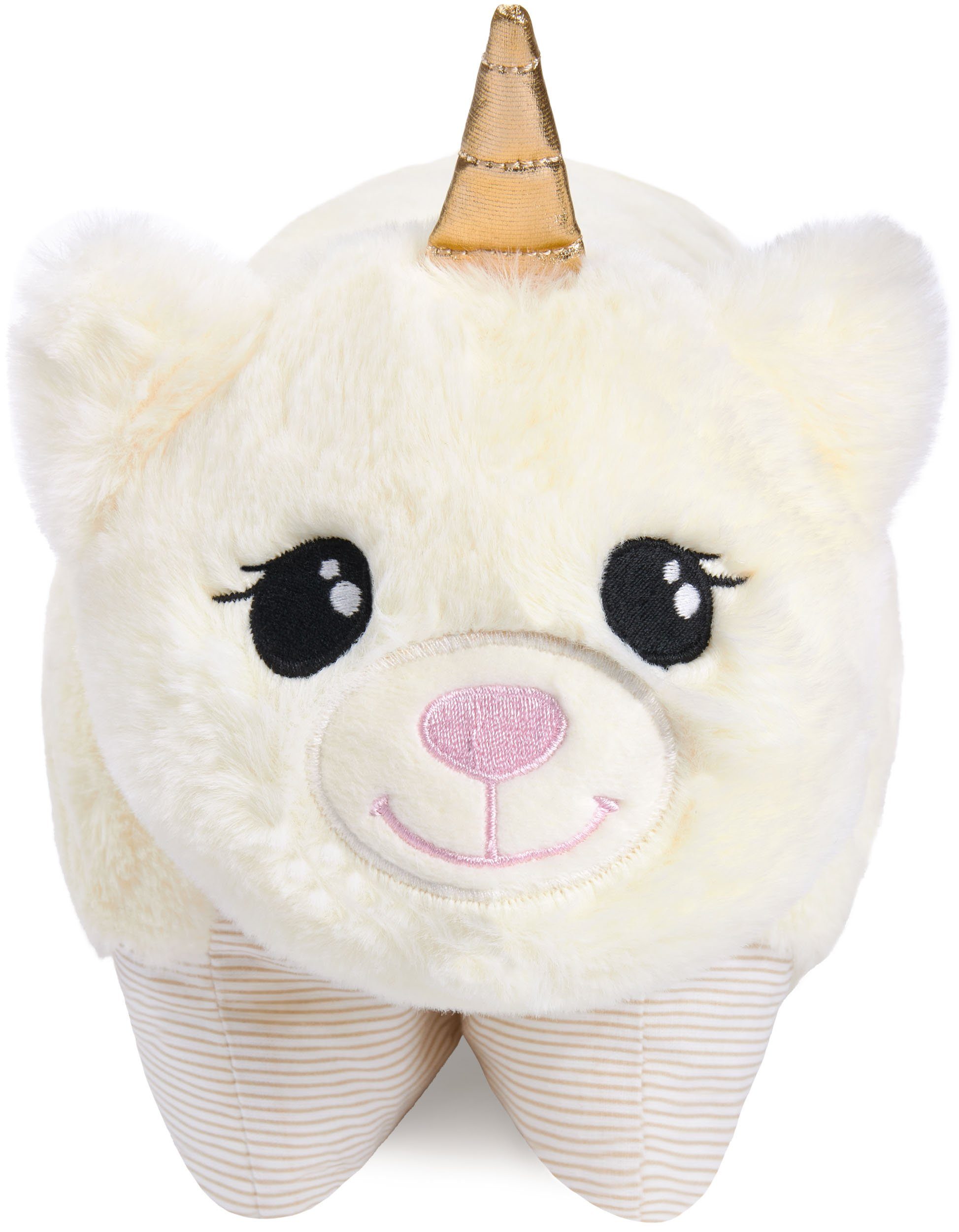 BRUBAKER Kuscheltier Kuscheltierkissen Einhorn - 2 in 1 Plüschtier und Kuschelkissen (Einhornkissen Stofftier, 1-St., 40 x 30 cm), aufklappbares Kinder Plüschkissen mit Klettverschluss