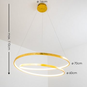 hofstein Pendelleuchte LED Pendelleuchte goldfarben Ess Spirale Schlaf Wohn Zimmer Hänge